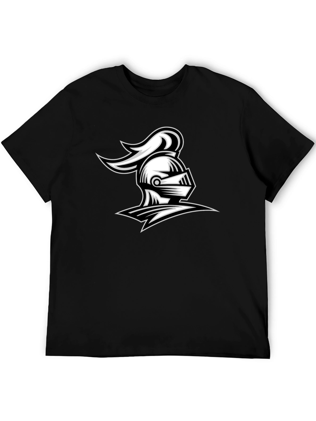 Knight Helmet Graphic Tee - Black Cotton