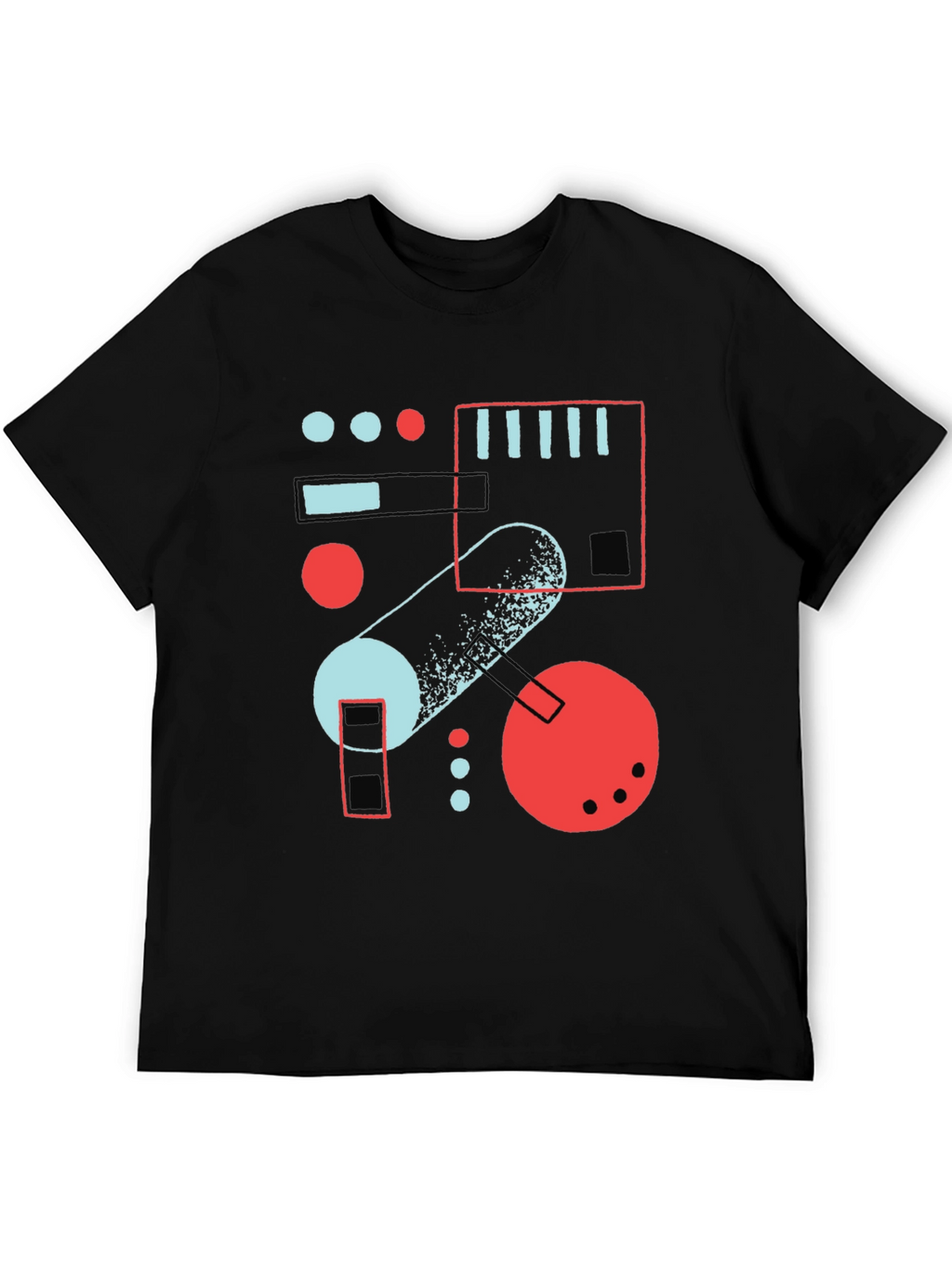 Abstract Geometric Graphic Print Black T-Shirt
