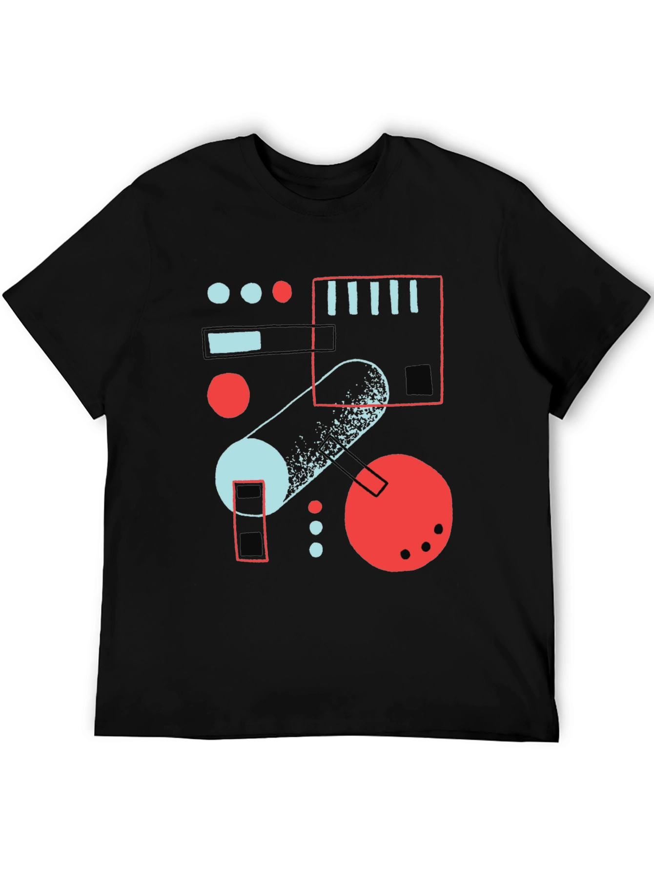 Abstract Geometric Graphic Print Black T-Shirt