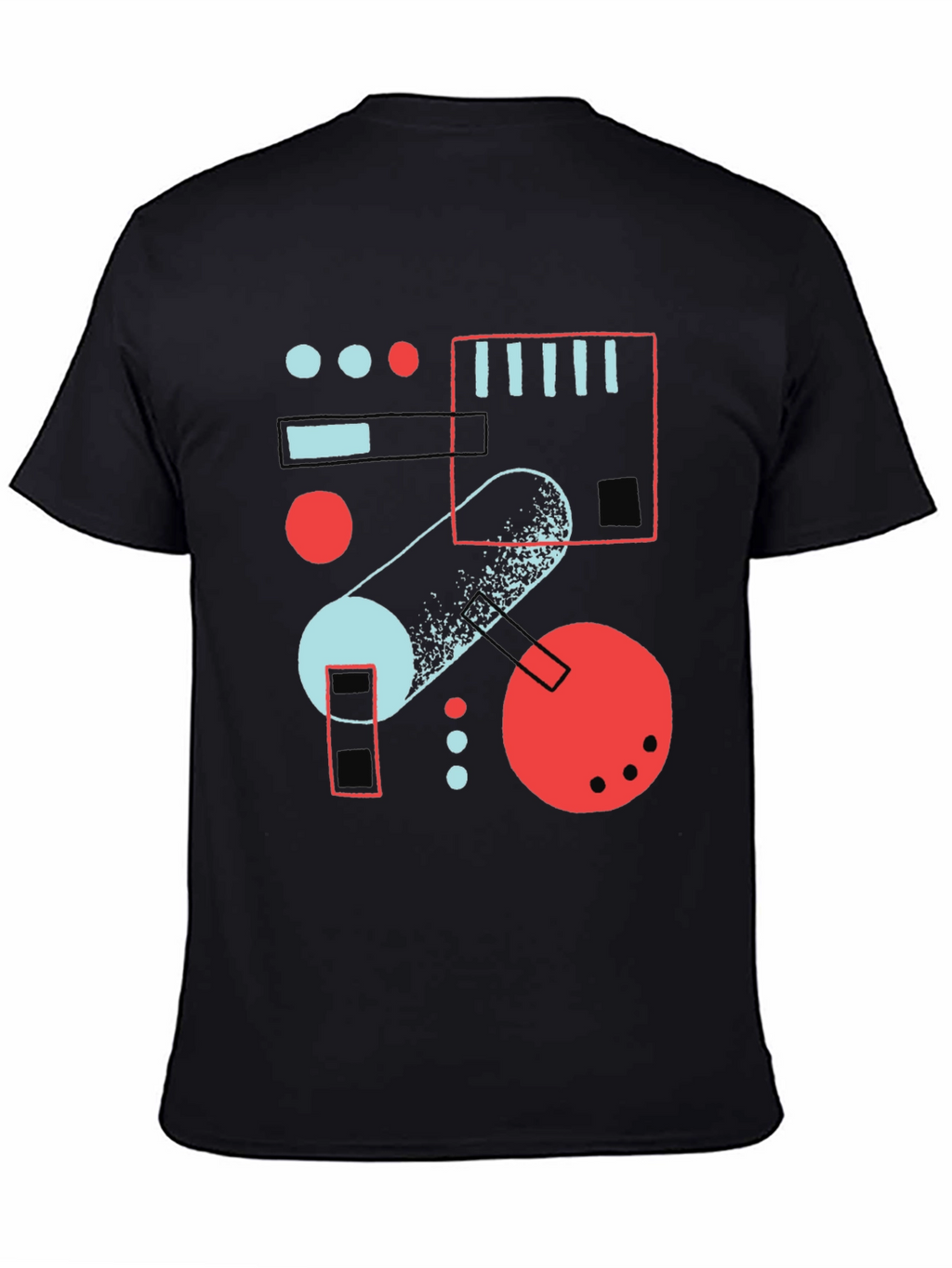 Abstract Geometric Graphic Print Black T-Shirt