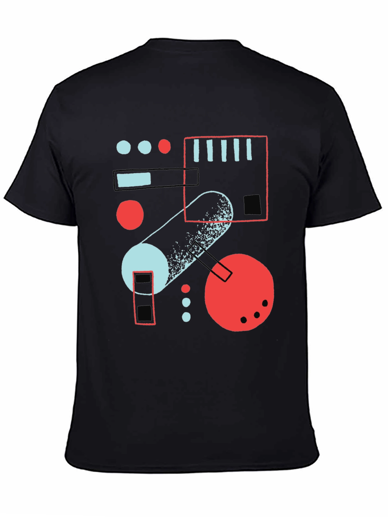 Abstract Geometric Graphic Print Black T-Shirt