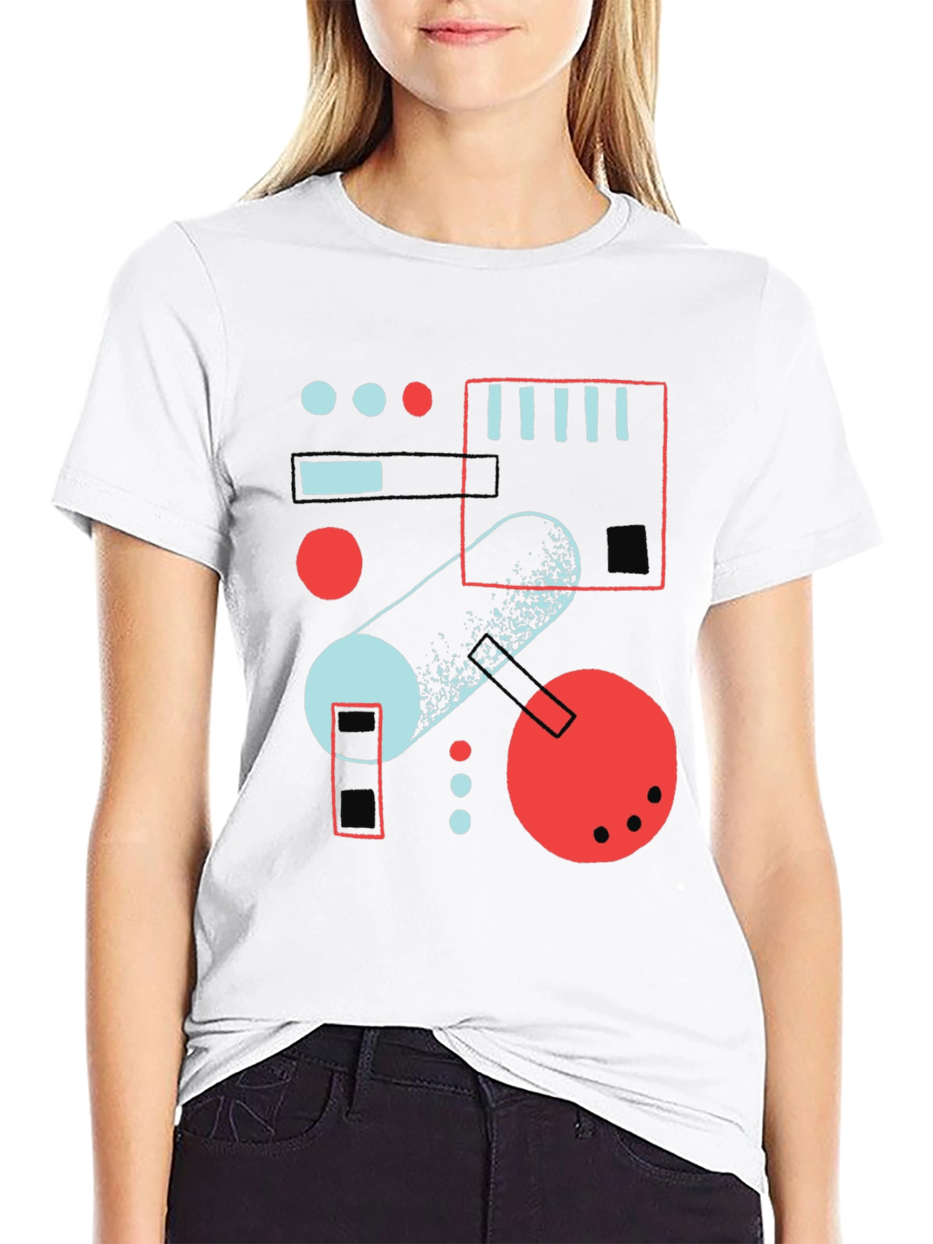 Abstract Geometric Graphic Print Black T-Shirt