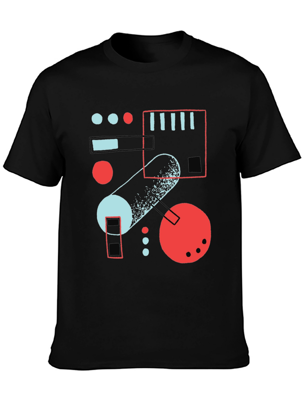 Abstract Geometric Graphic Print Black T-Shirt