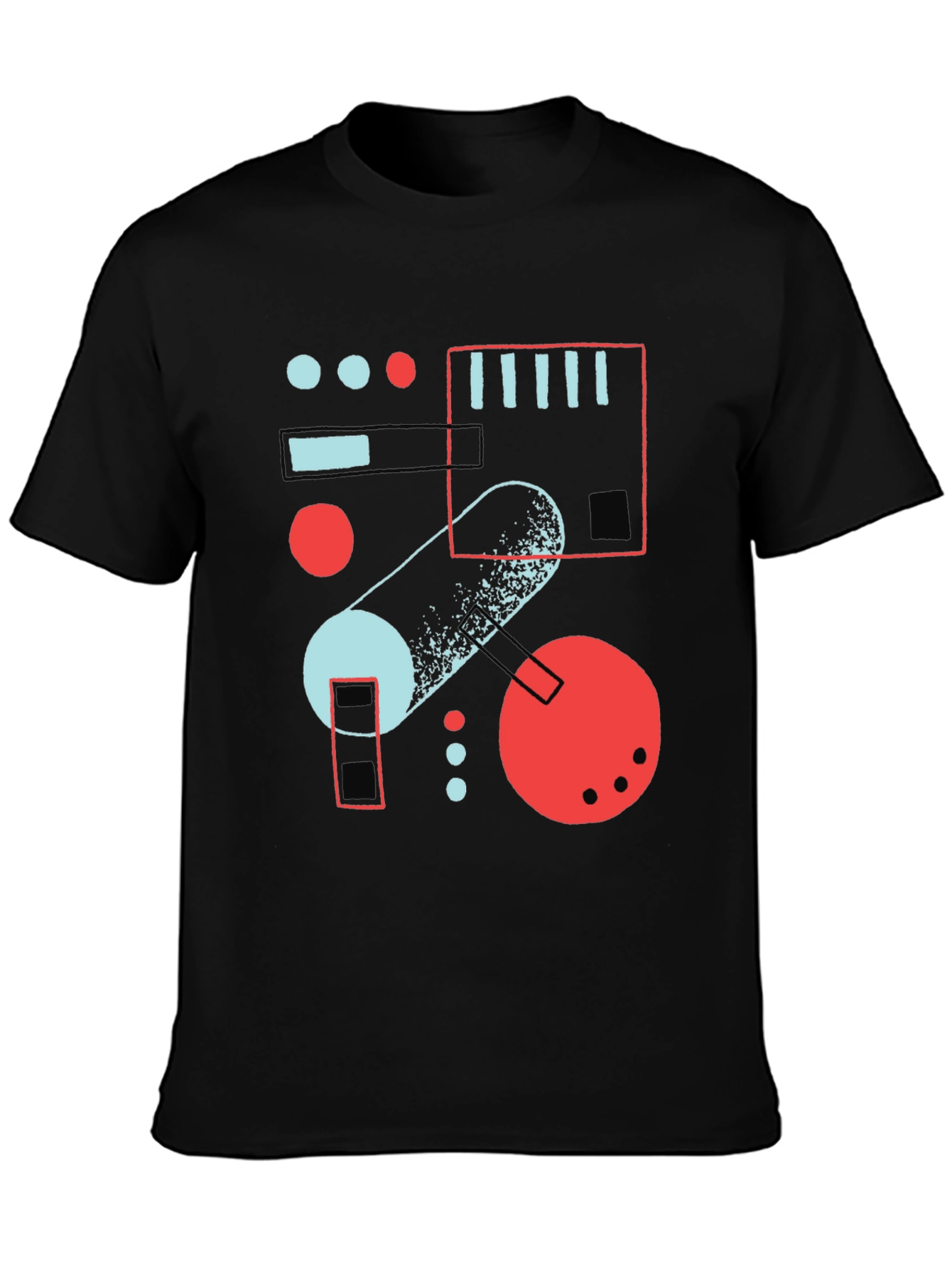 Abstract Geometric Graphic Print Black T-Shirt