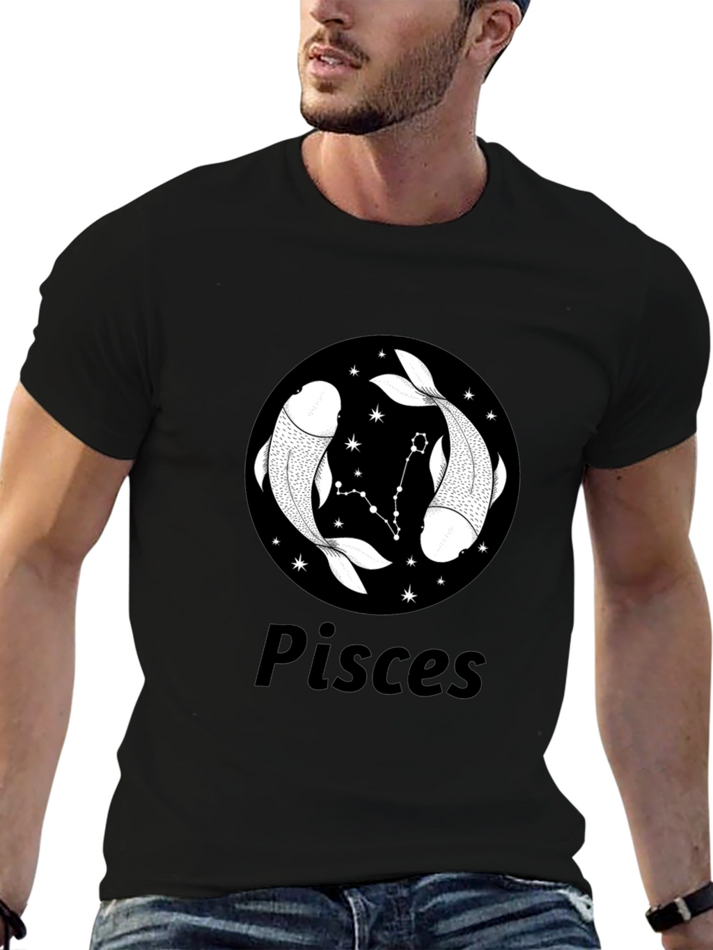 Pisces Zodiac T-Shirt - Black Graphic Tee