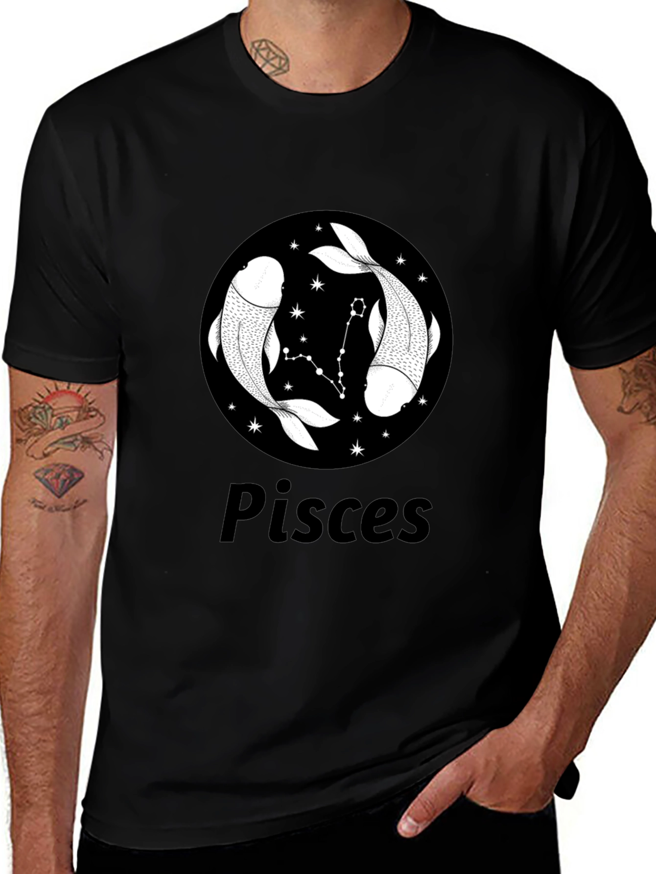 Pisces Zodiac T-Shirt - Black Graphic Tee