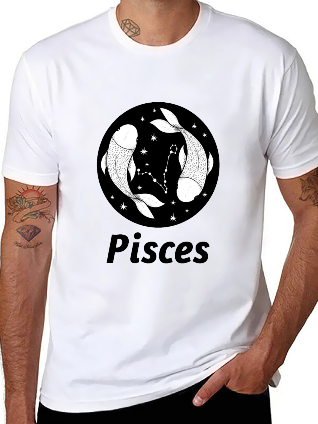 Pisces Zodiac T-Shirt - Black Graphic Tee