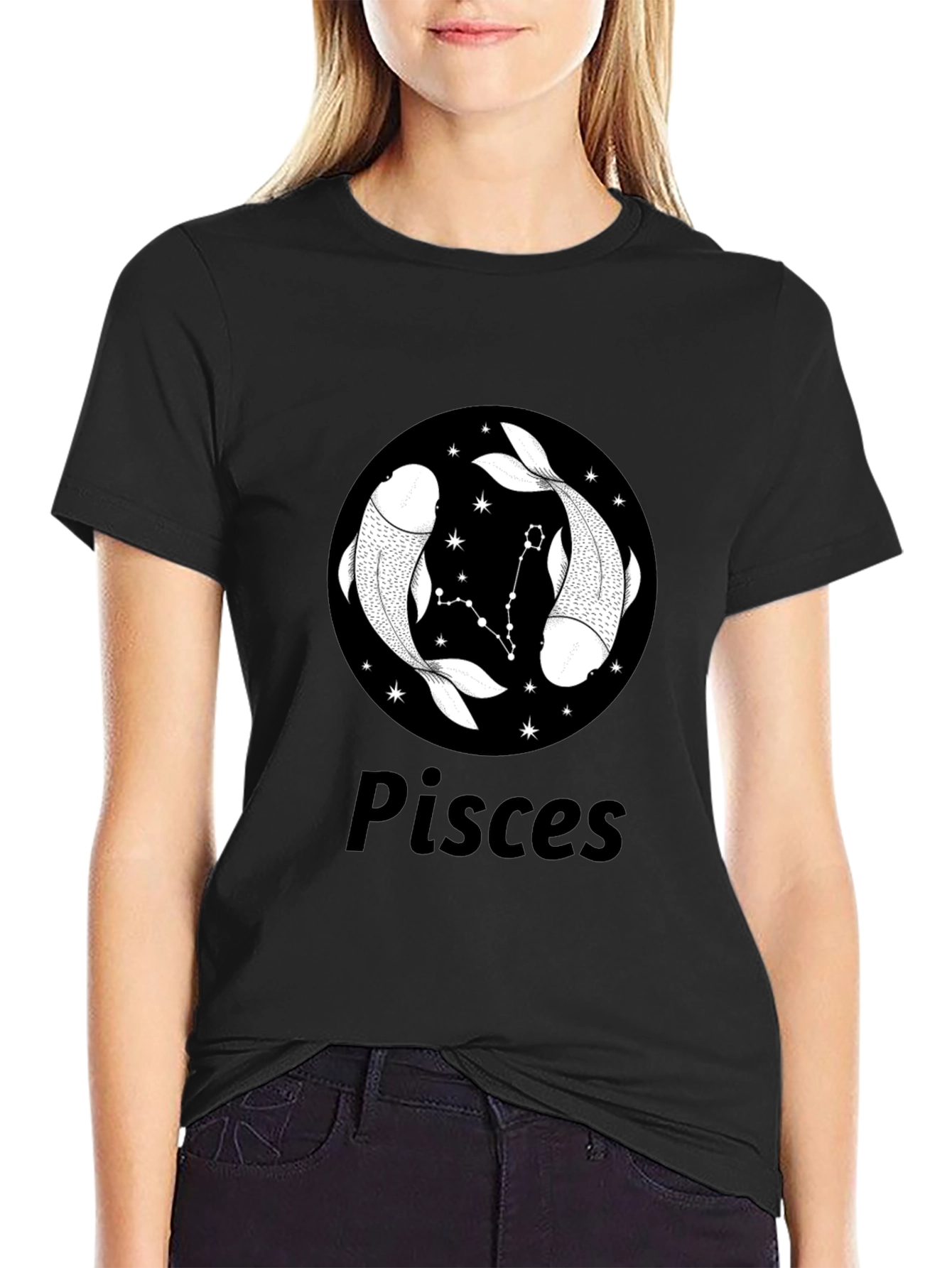 Pisces Zodiac T-Shirt - Black Graphic Tee