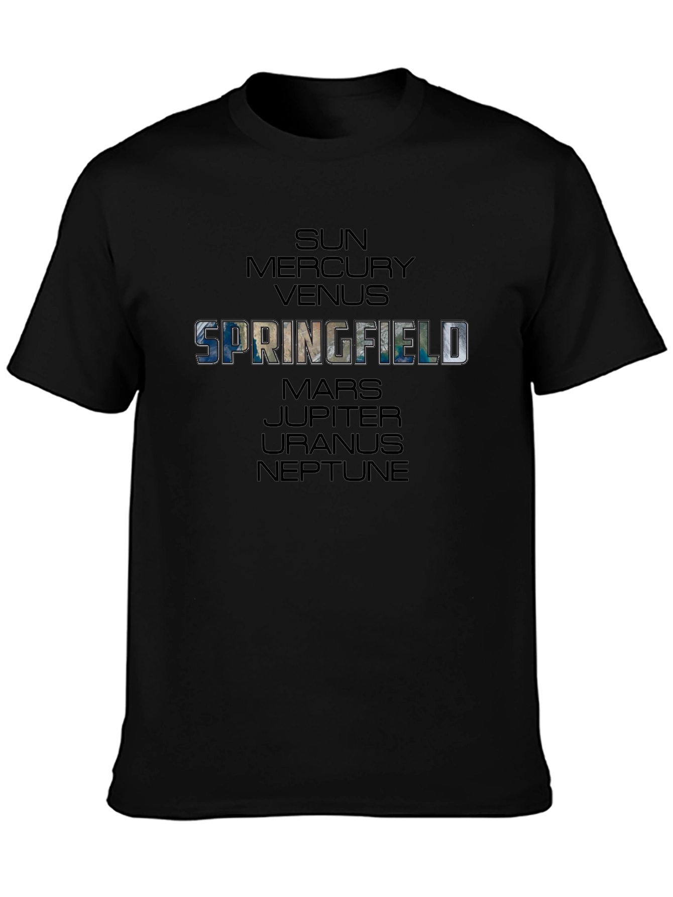 Springfield Planets Graphic Black T-Shirt