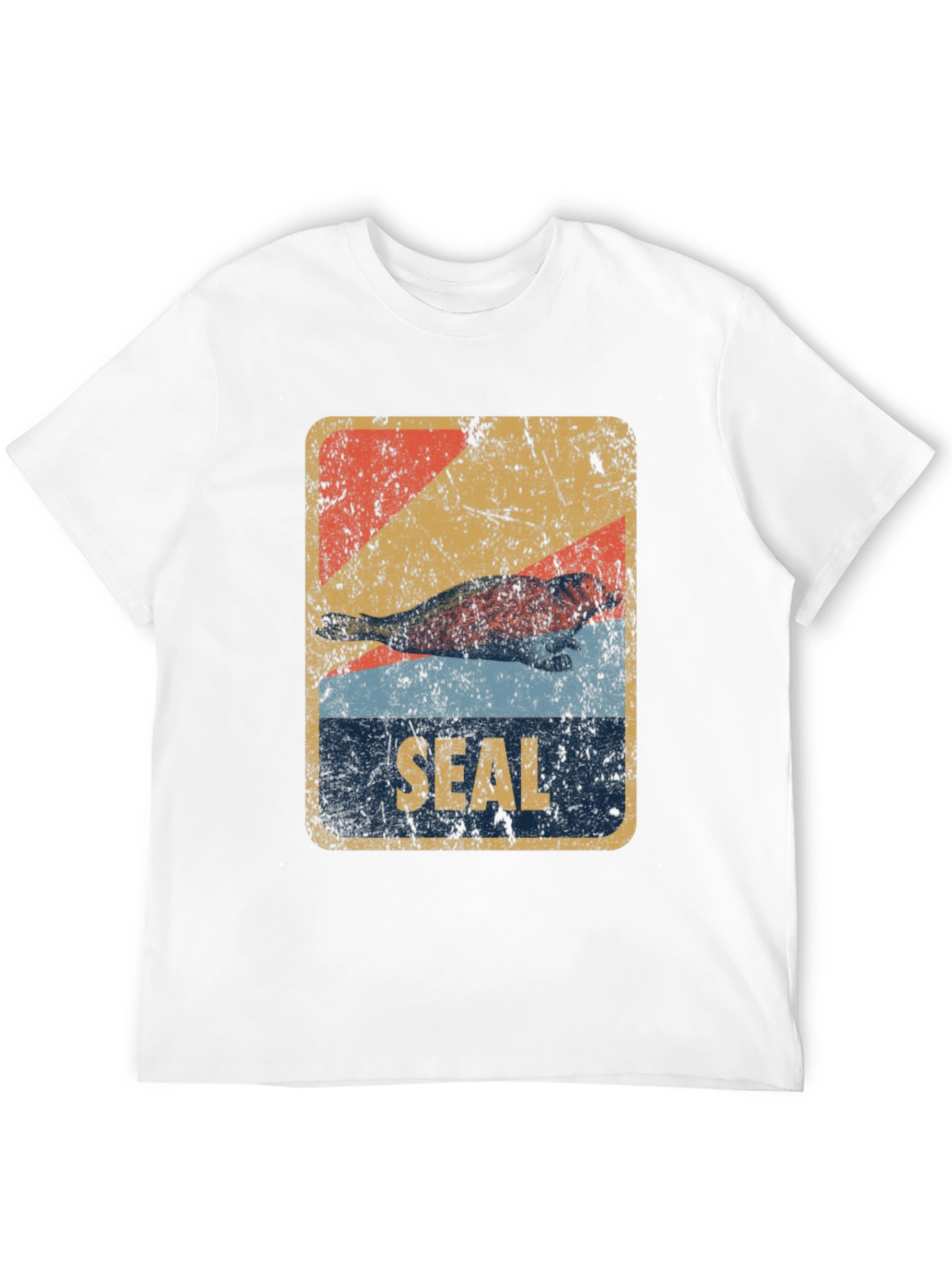 Retro Seal Graphic T-Shirt - Distressed Design