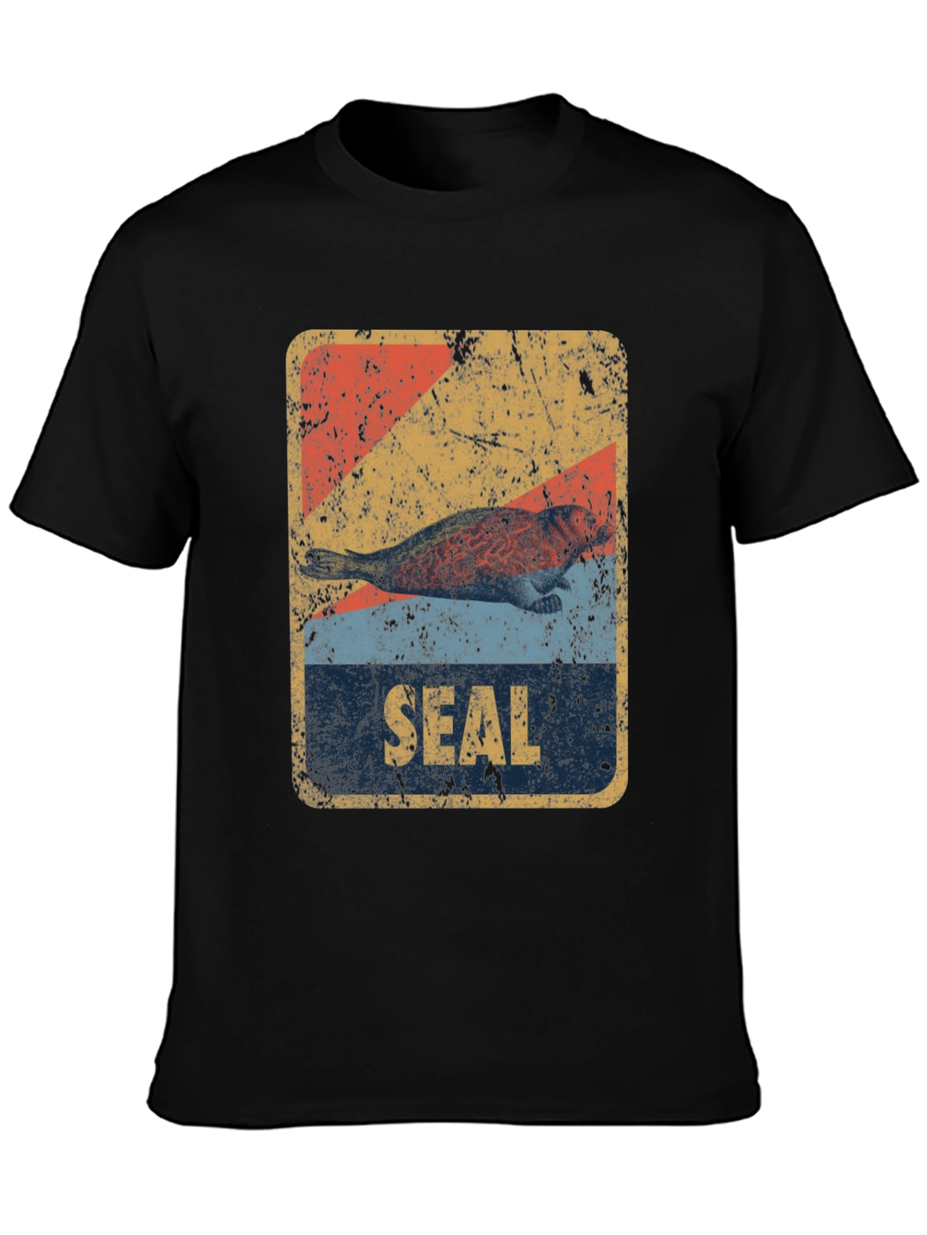 Retro Seal Graphic T-Shirt - Distressed Design