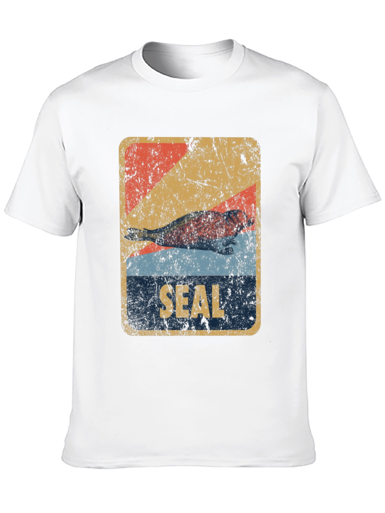 Retro Seal Graphic T-Shirt - Distressed Design