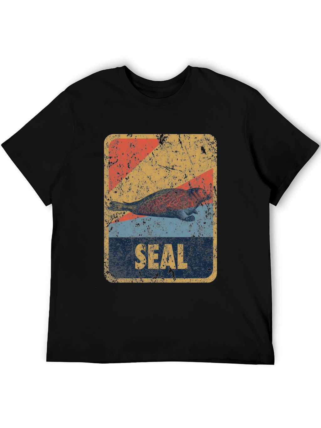Retro Seal Graphic T-Shirt - Distressed Design