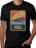 Retro Seal Graphic T-Shirt - Distressed Design