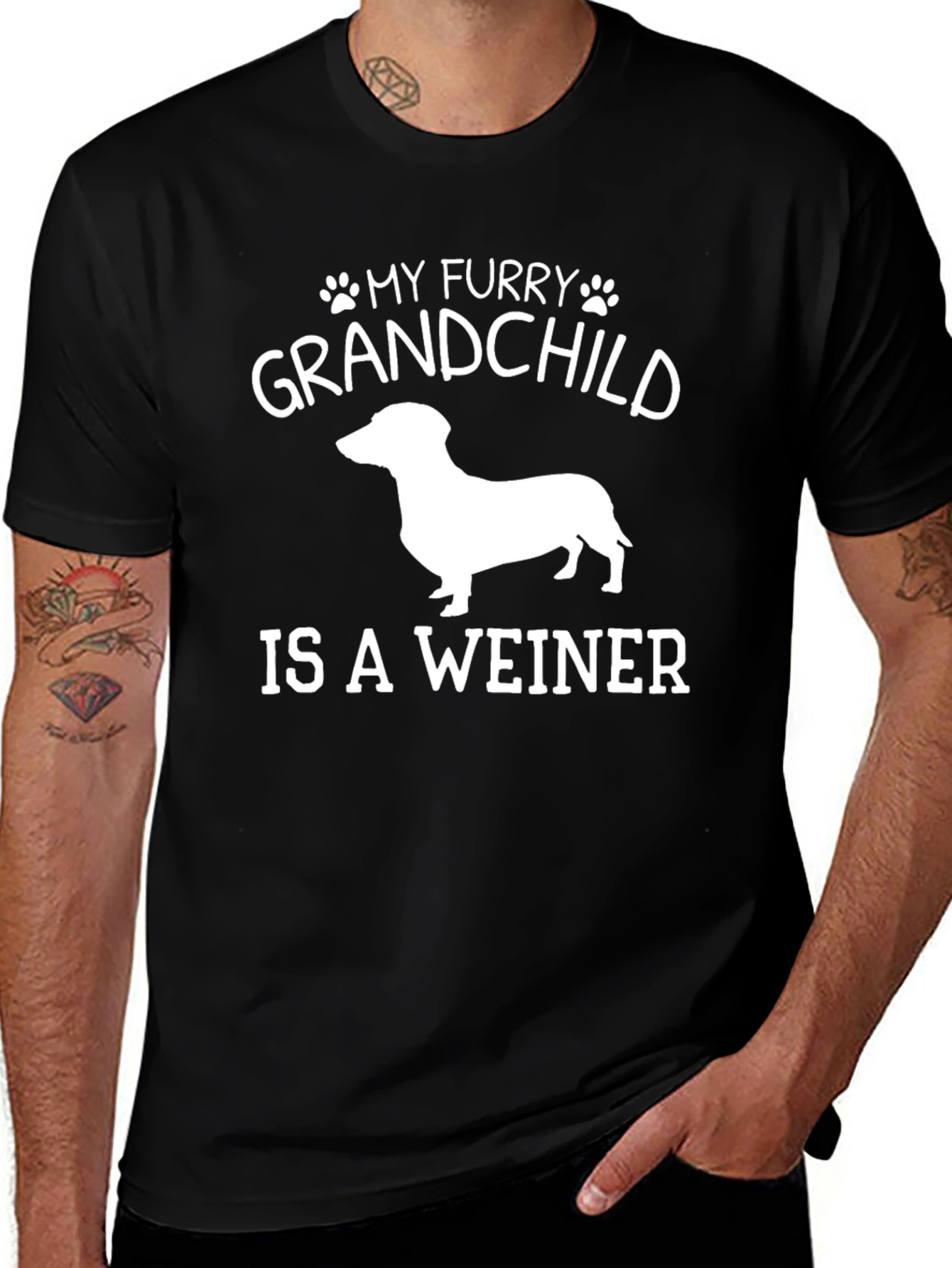 Funny Dachshund T-Shirt - My Furry Grandchild Is A Weiner