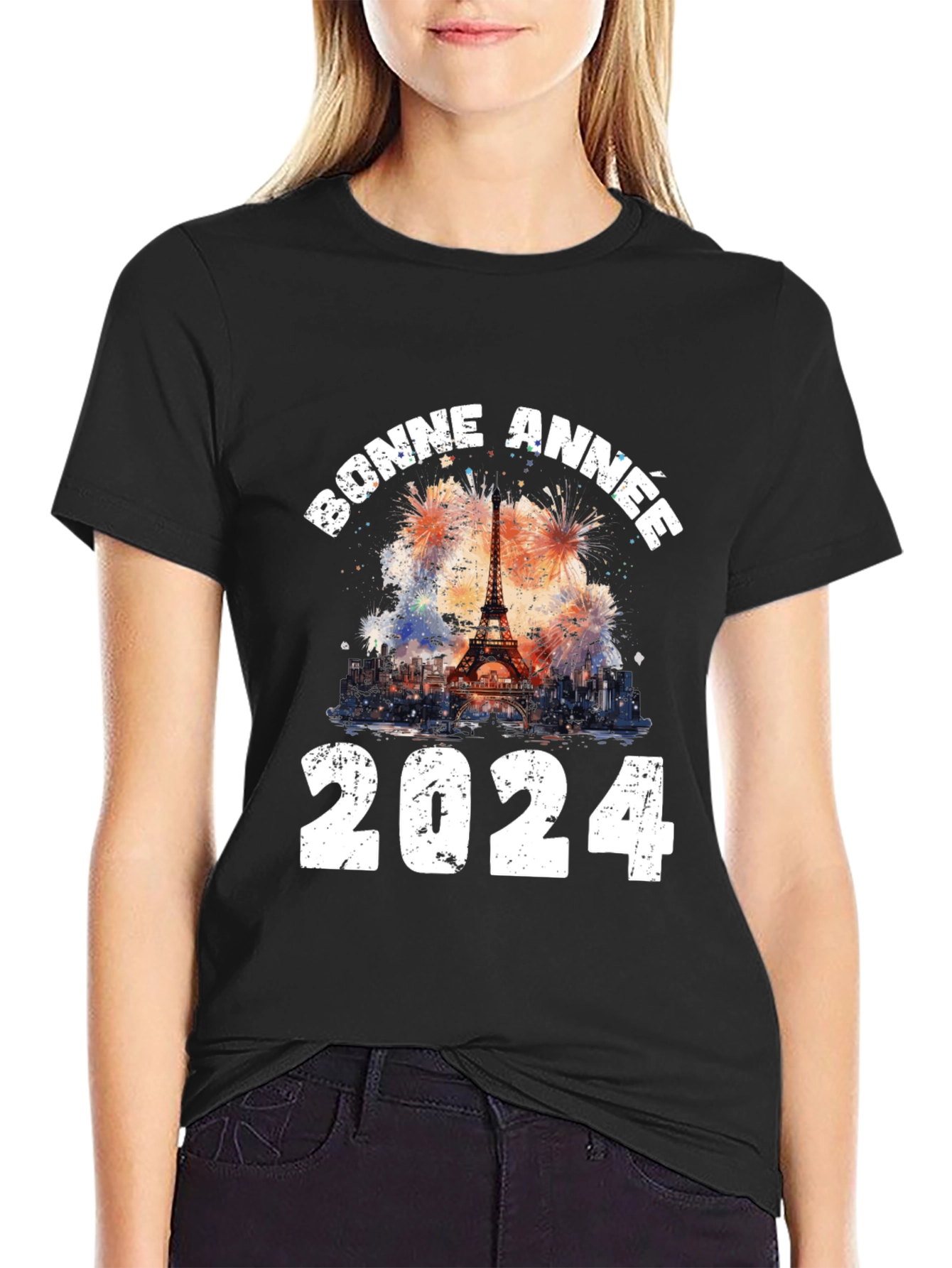 Bonne Annee 2024 T-Shirt: Eiffel Tower New Year Tee