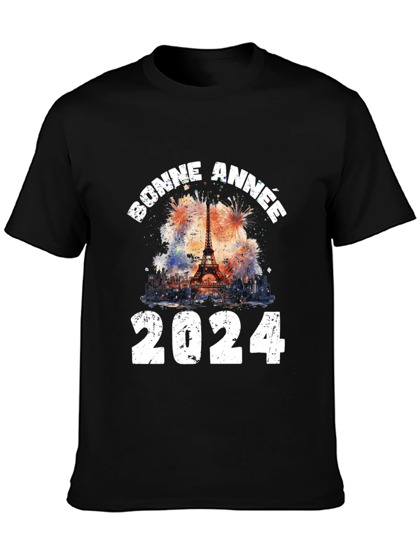 Bonne Annee 2024 T-Shirt: Eiffel Tower New Year Tee