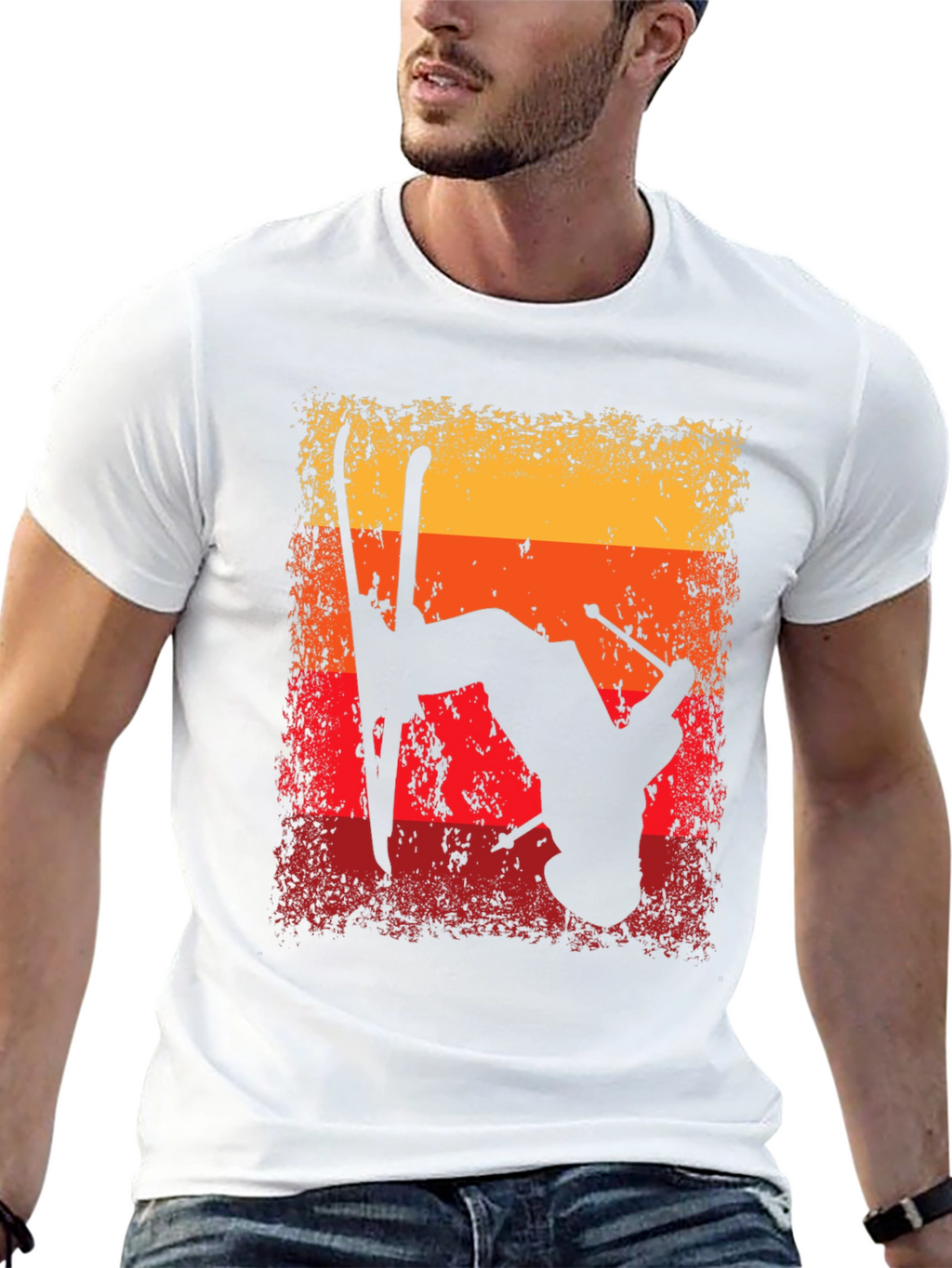 Retro Skiing Silhouette Graphic T-Shirt