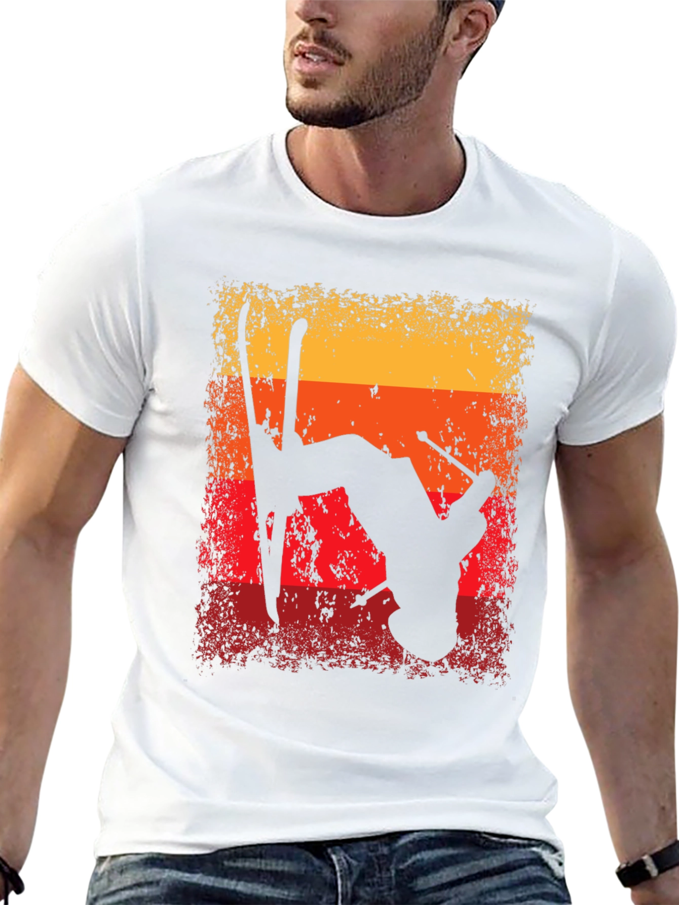 Retro Skiing Silhouette Graphic T-Shirt