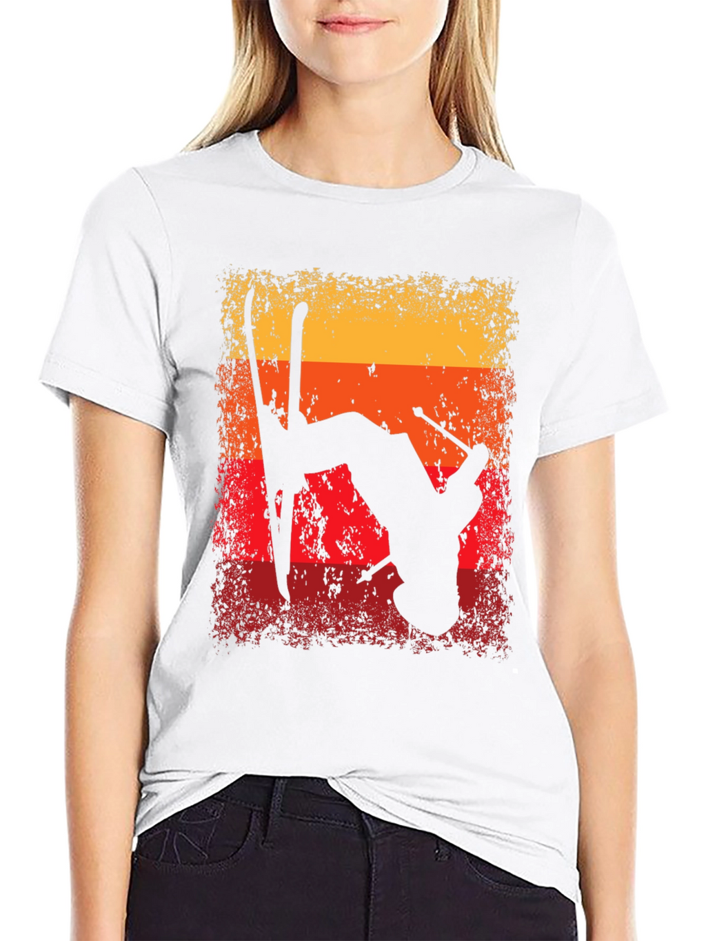 Retro Skiing Silhouette Graphic T-Shirt