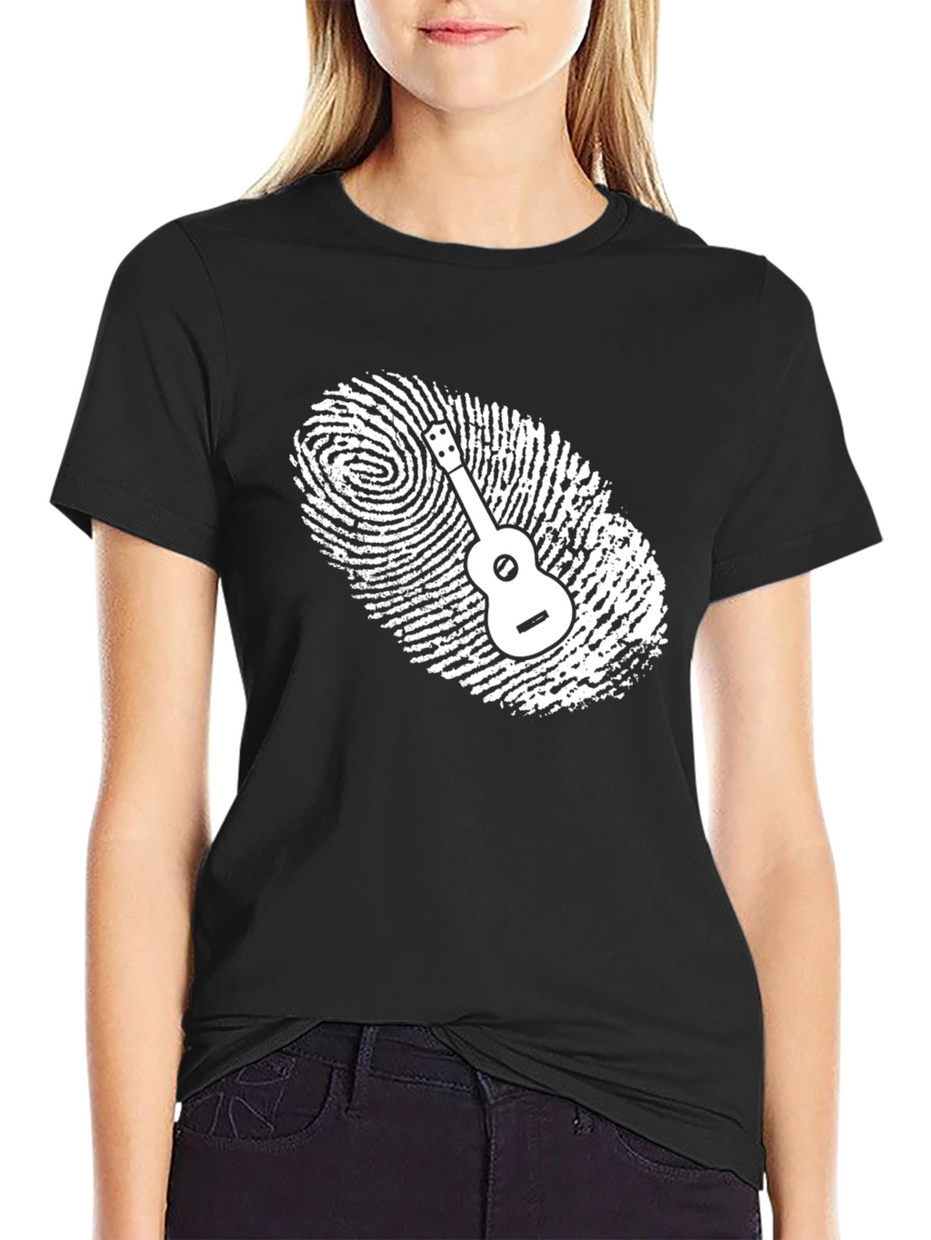 Unique Guitar Fingerprint Graphic T-Shirt