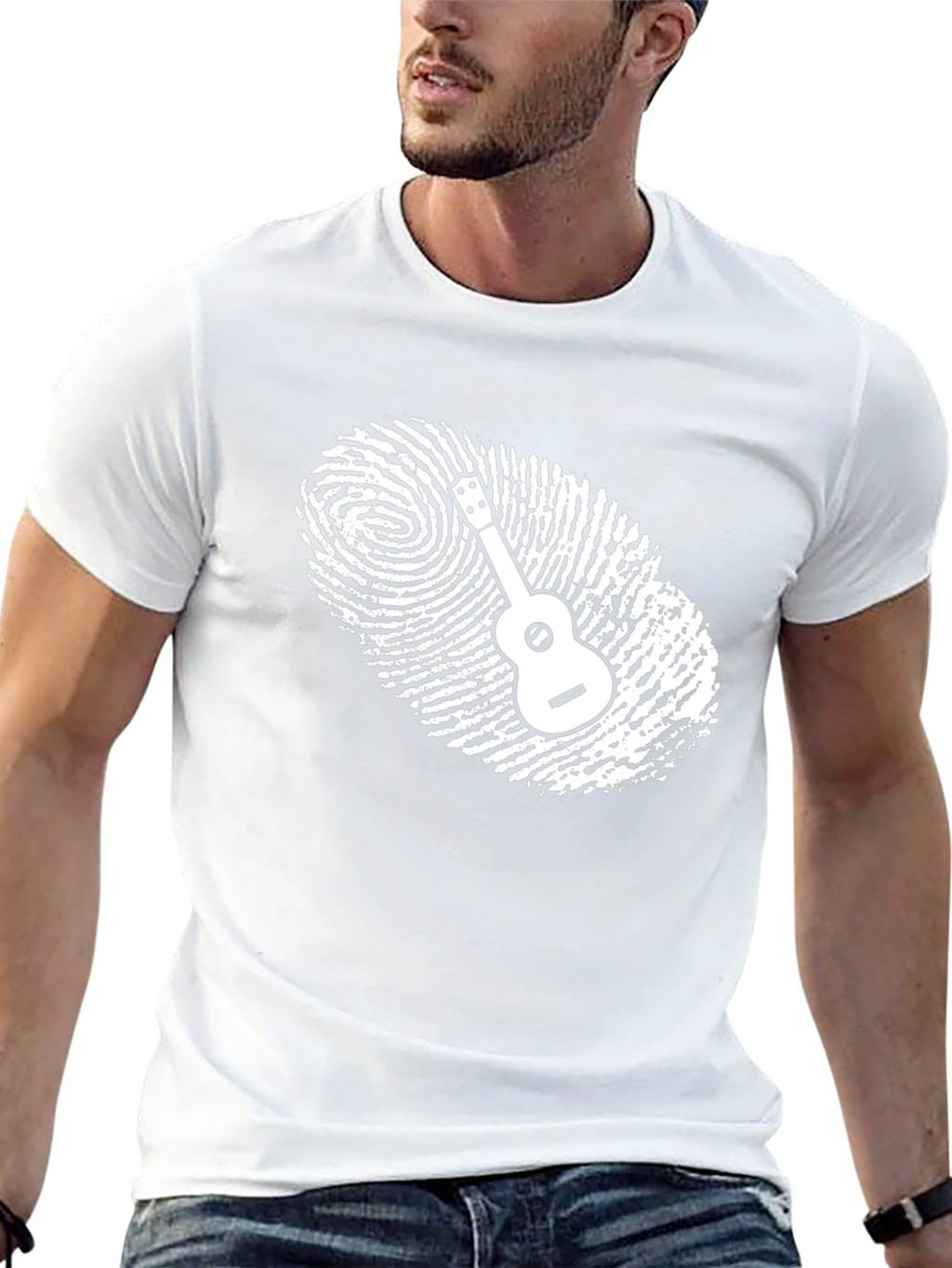 Unique Guitar Fingerprint Graphic T-Shirt
