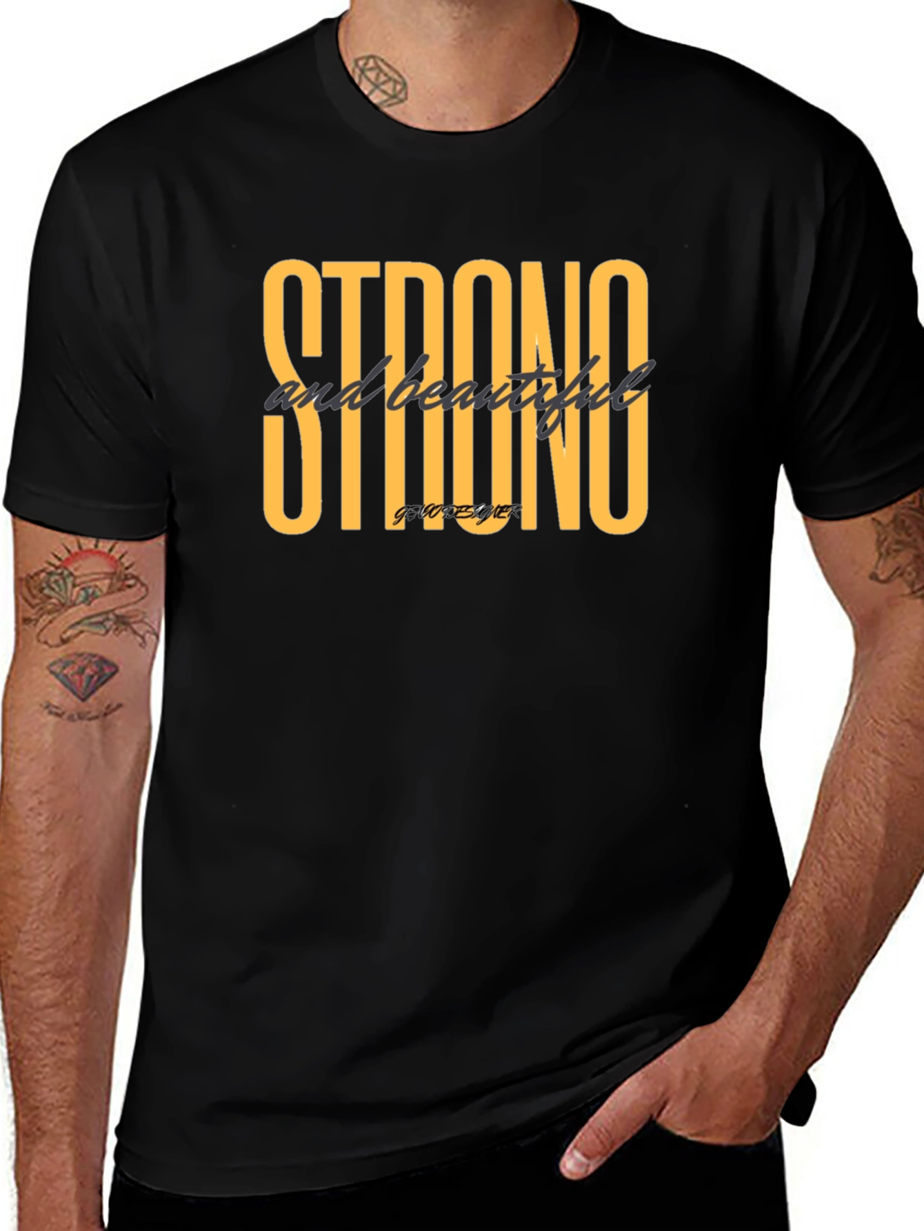 Strong & Beautiful Graphic Tee - Stylish Black T-Shirt