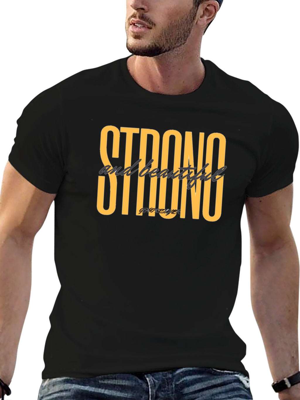 Strong & Beautiful Graphic Tee - Stylish Black T-Shirt