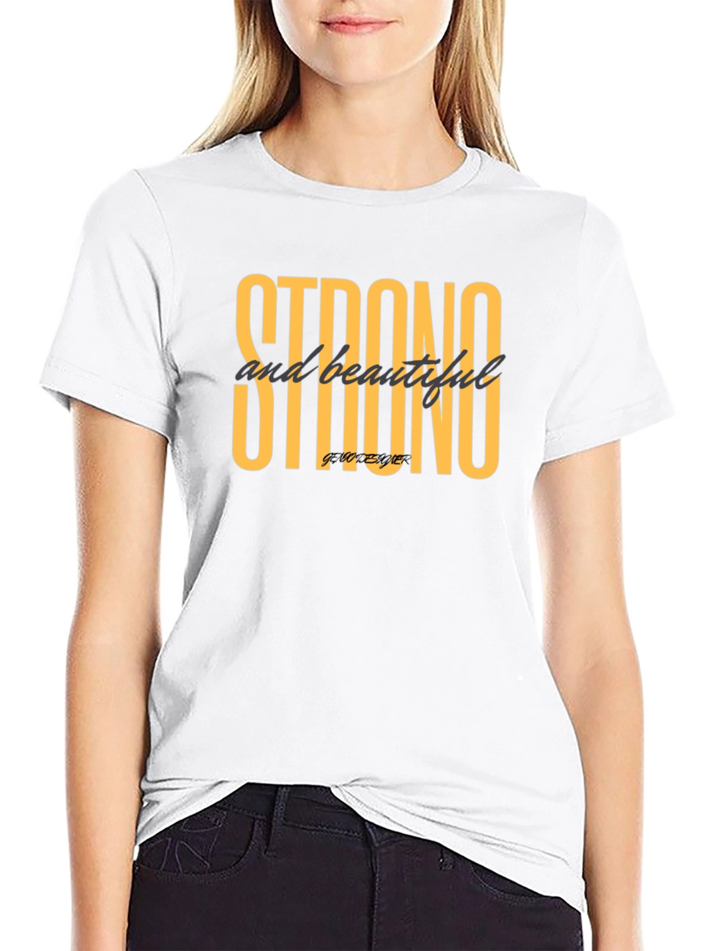 Strong & Beautiful Graphic Tee - Stylish Black T-Shirt