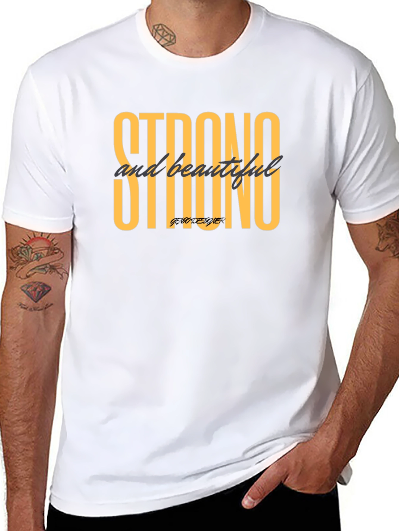 Strong & Beautiful Graphic Tee - Stylish Black T-Shirt