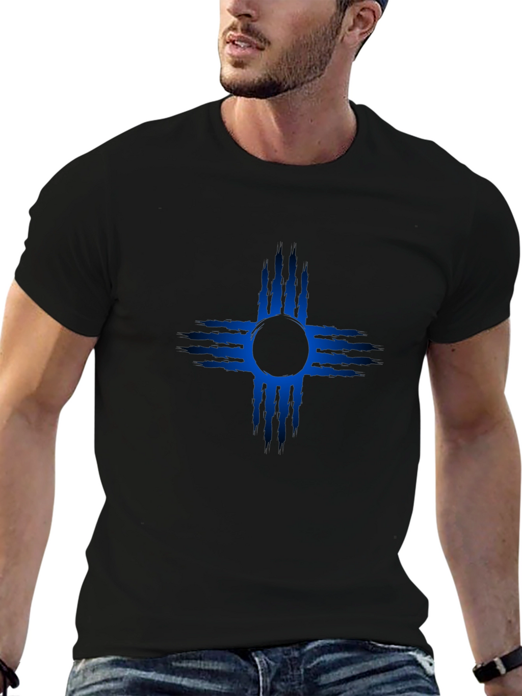 New Mexico Zia Symbol T-Shirt - Mens Black Tee