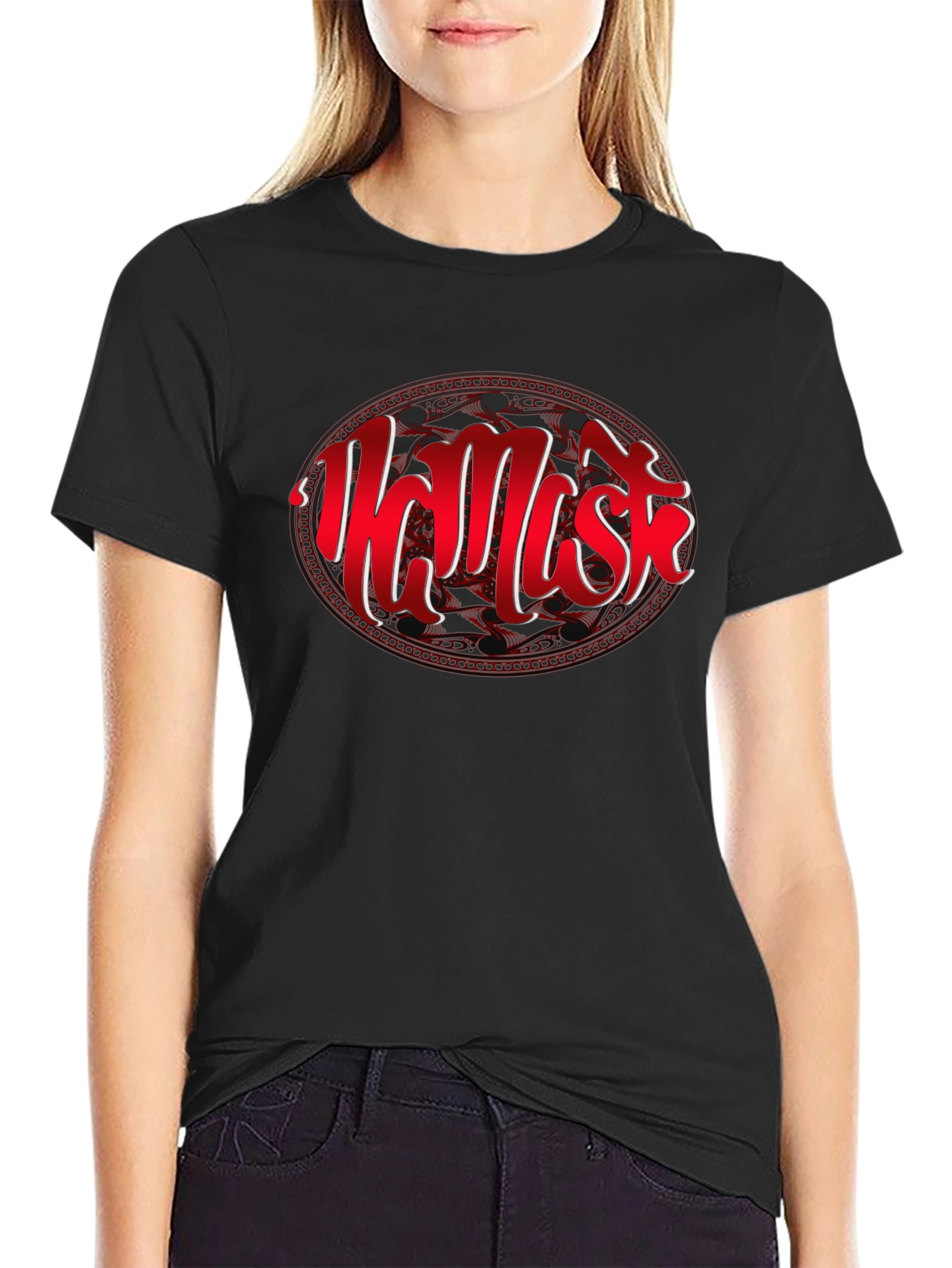 Namaste Graphic Tee - Black Cotton Comfort
