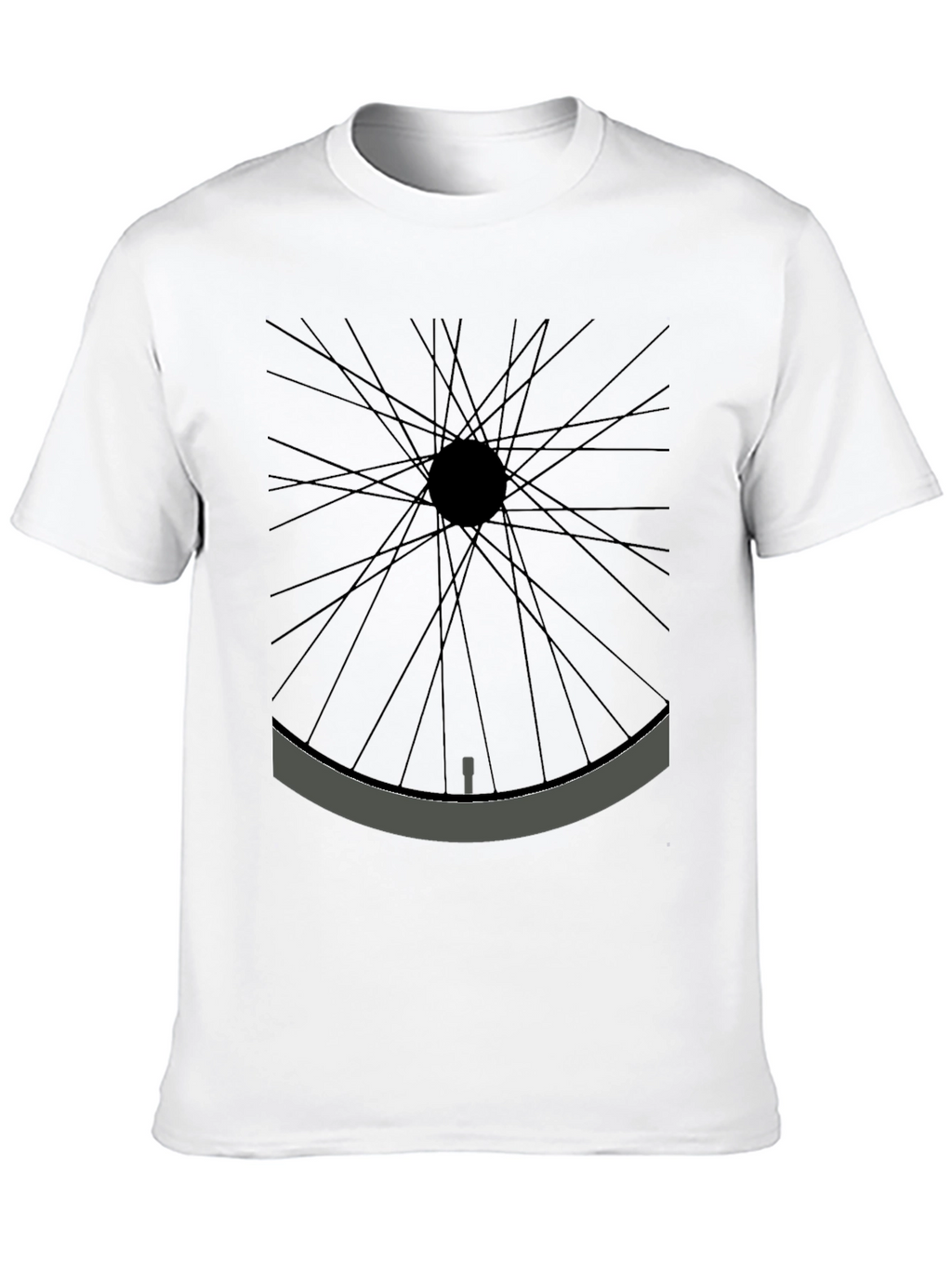 Minimalist Bicycle Wheel Graphic Tee - Black