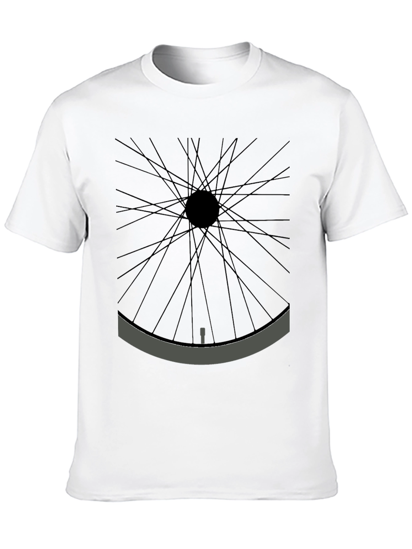 Minimalist Bicycle Wheel Graphic Tee - Black