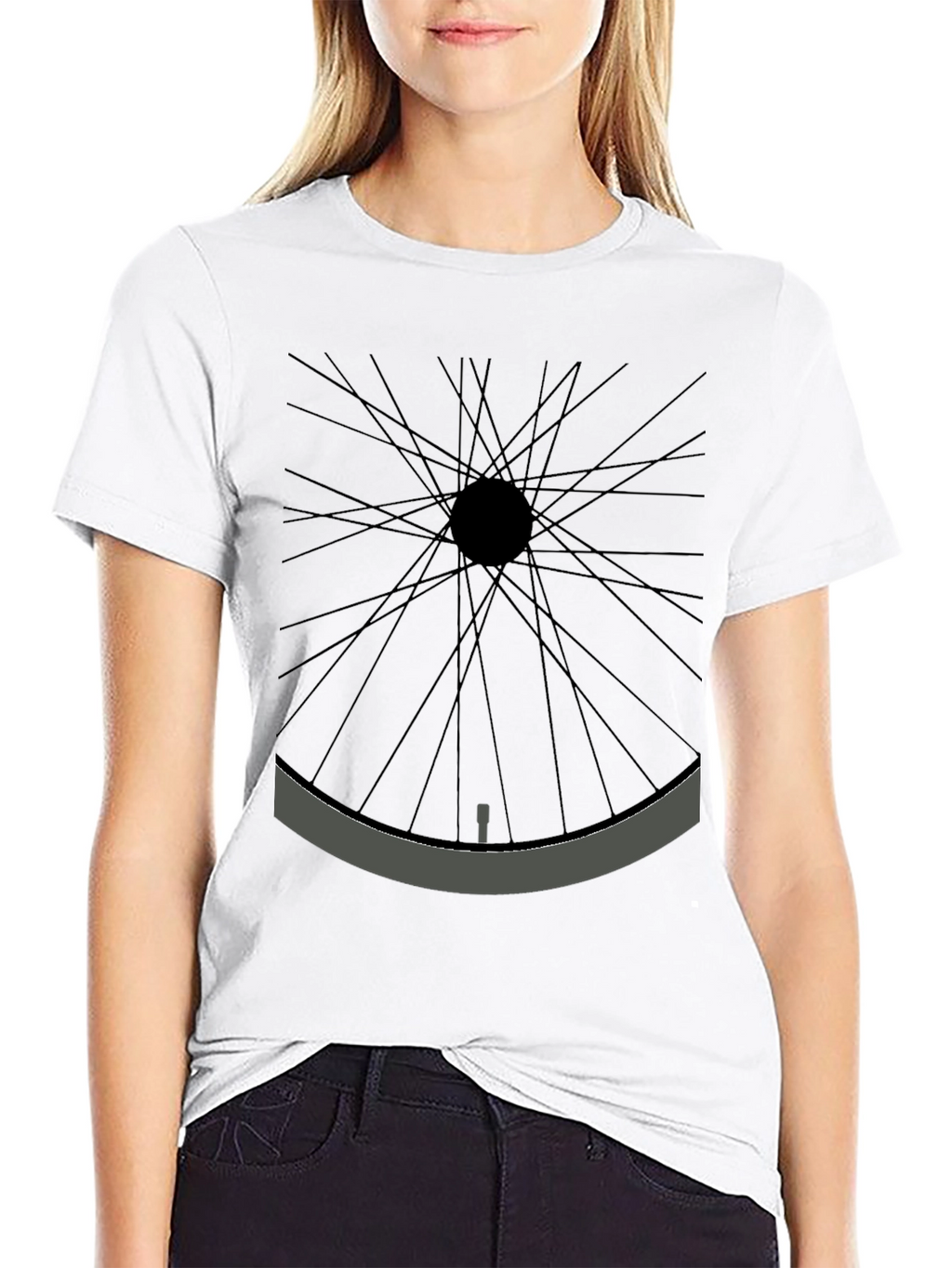 Minimalist Bicycle Wheel Graphic Tee - Black