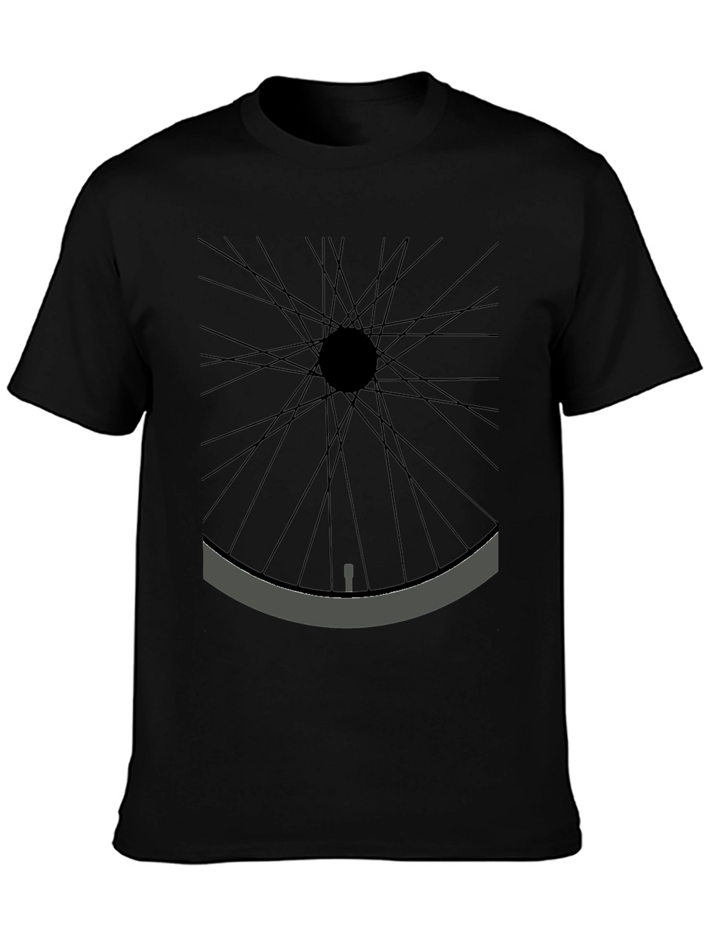 Minimalist Bicycle Wheel Graphic Tee - Black