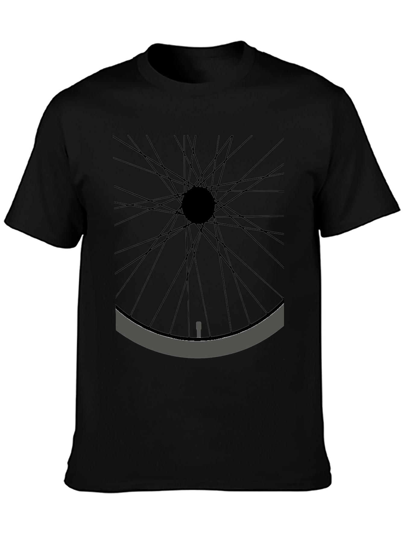 Minimalist Bicycle Wheel Graphic Tee - Black