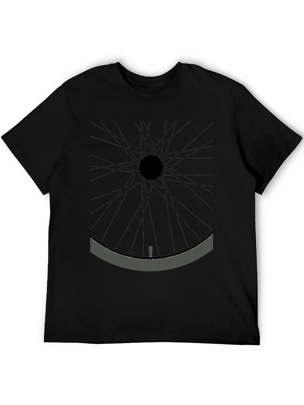 Minimalist Bicycle Wheel Graphic Tee - Black