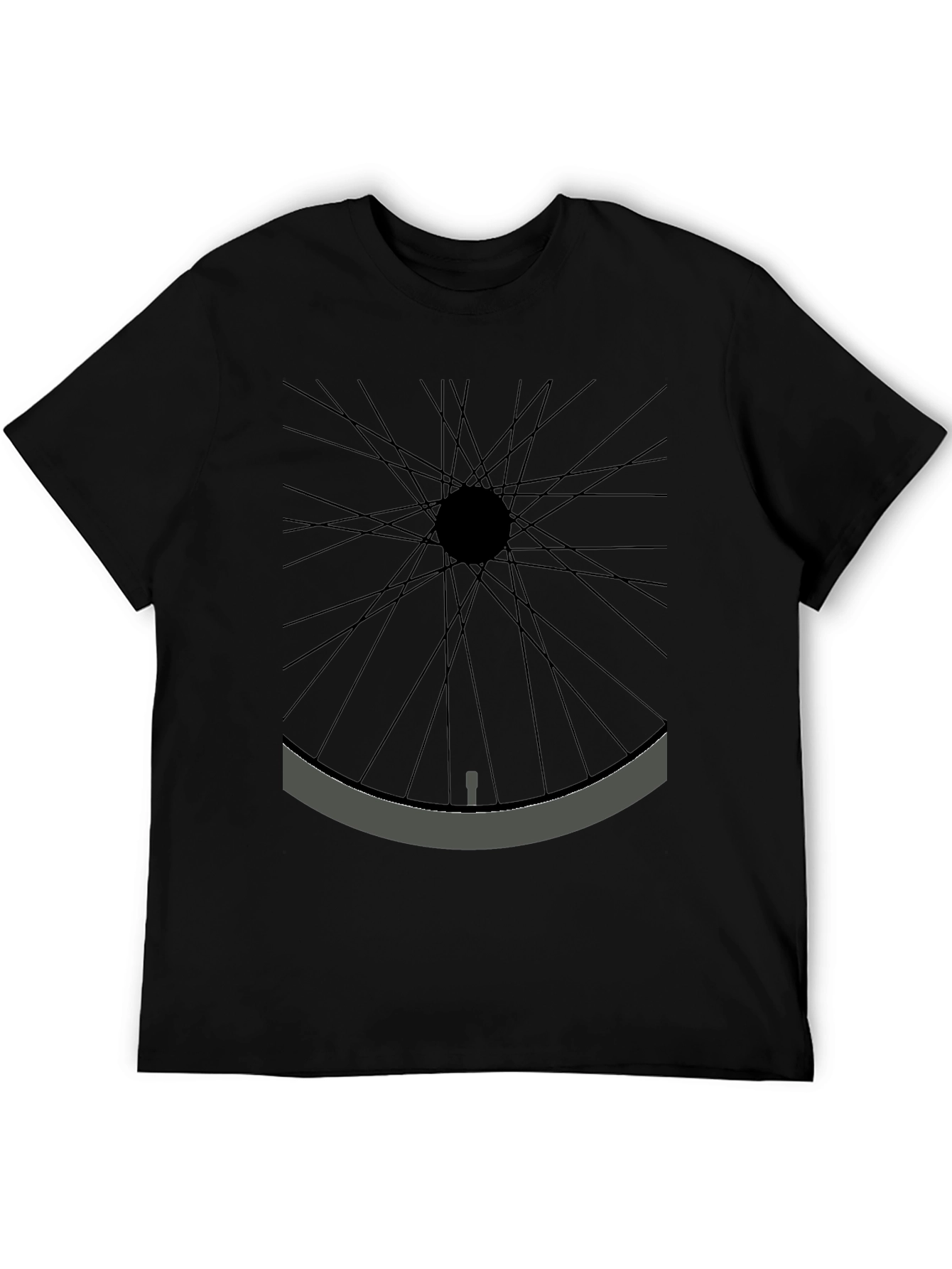 Minimalist Bicycle Wheel Graphic Tee - Black