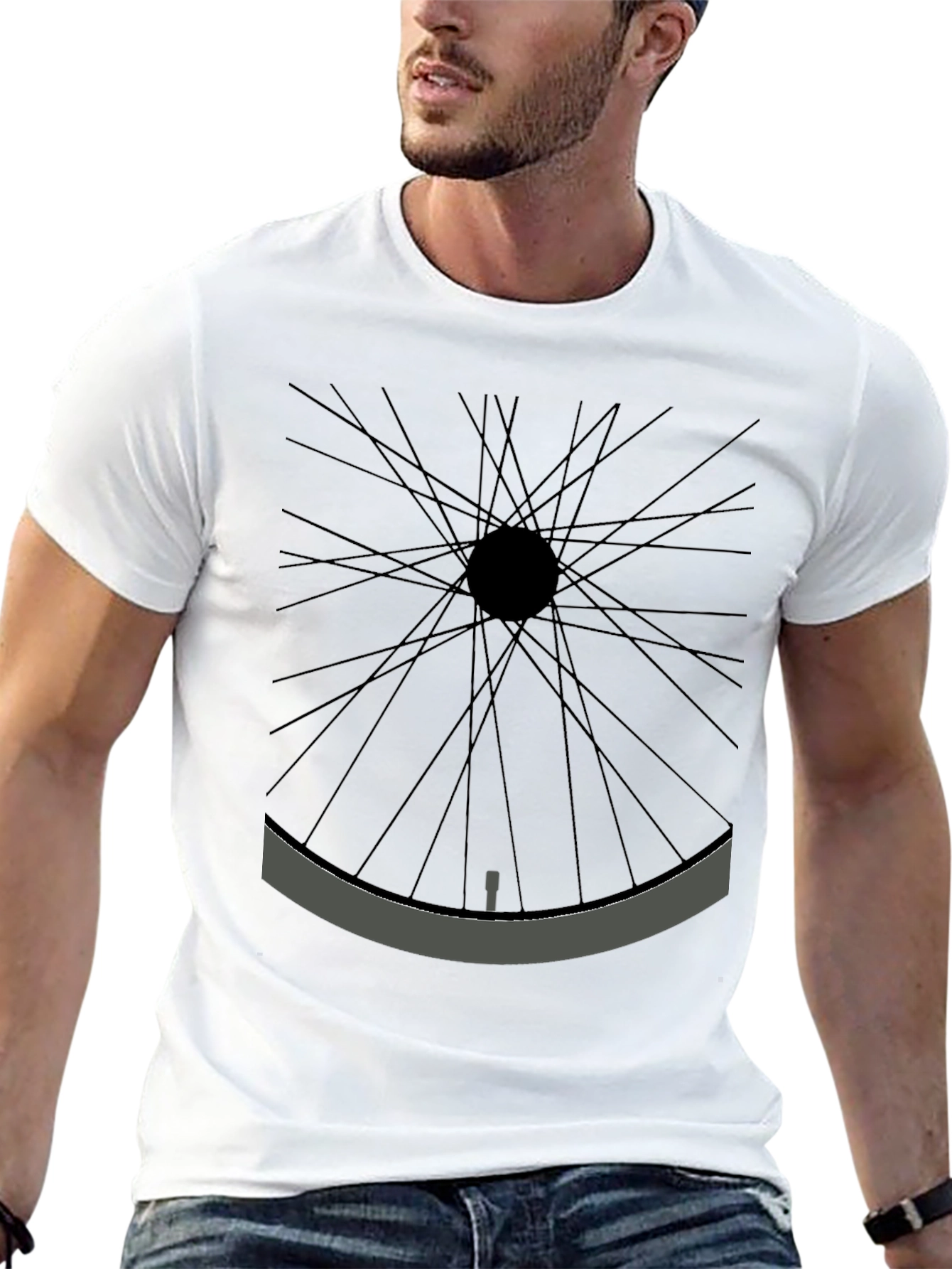 Minimalist Bicycle Wheel Graphic Tee - Black