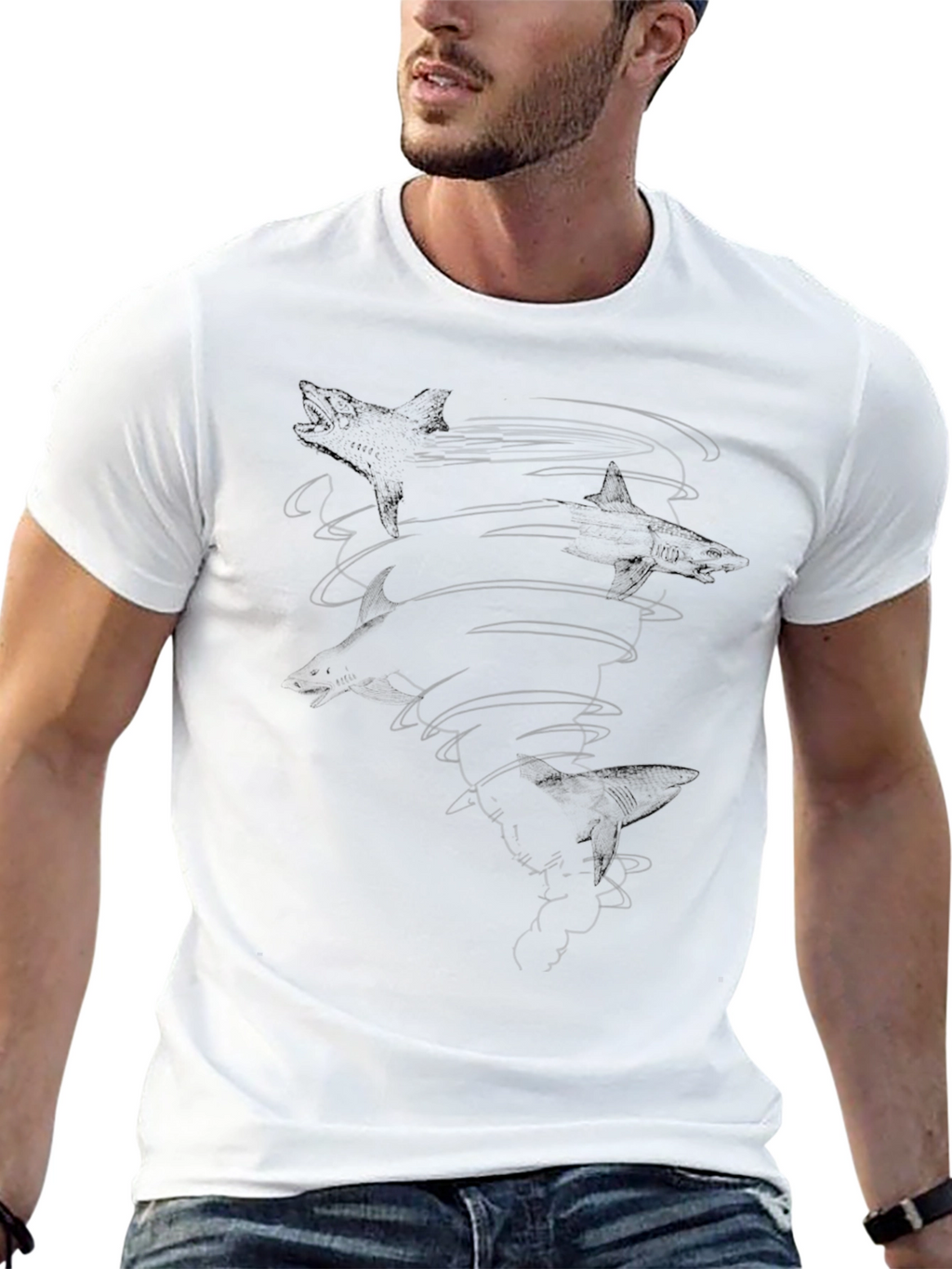 Abstract Swirl Graphic T-Shirt - Black
