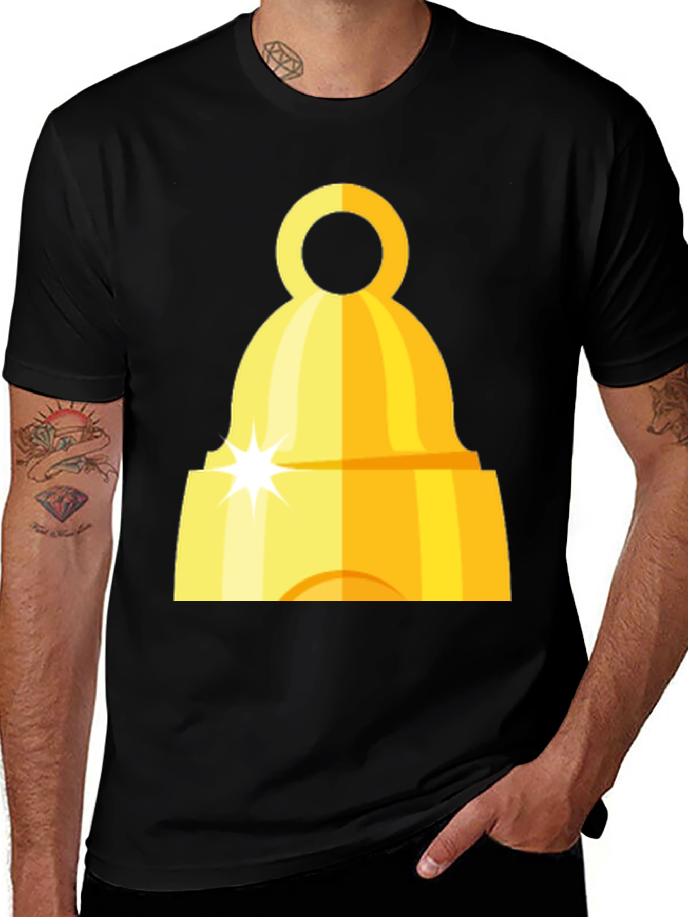 Golden Bell Graphic Tee - Classic Black T-Shirt