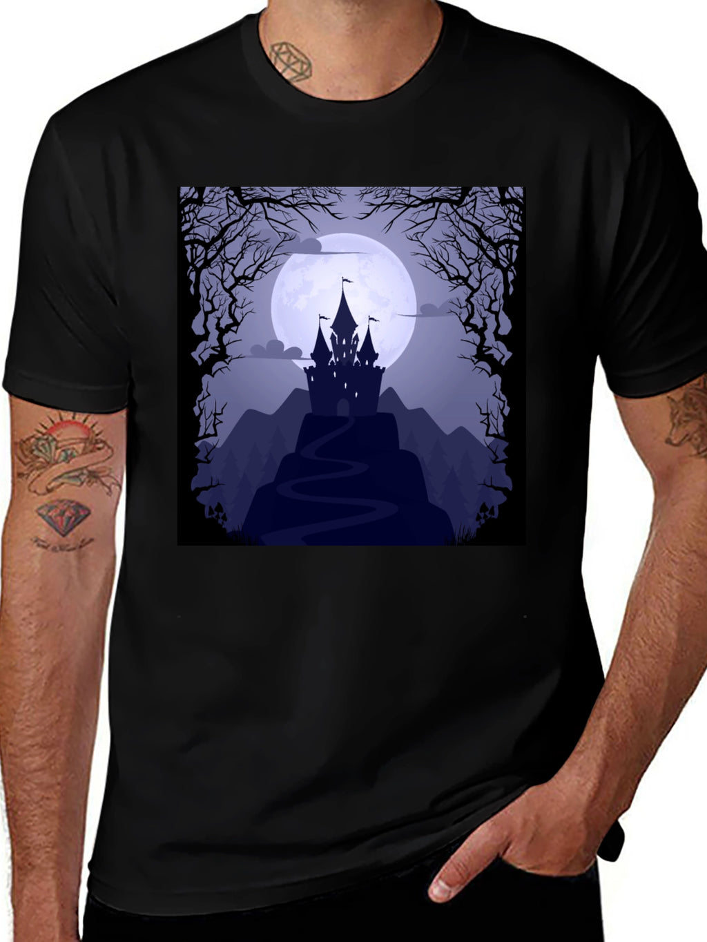 Spooky Castle Moon Graphic Tee