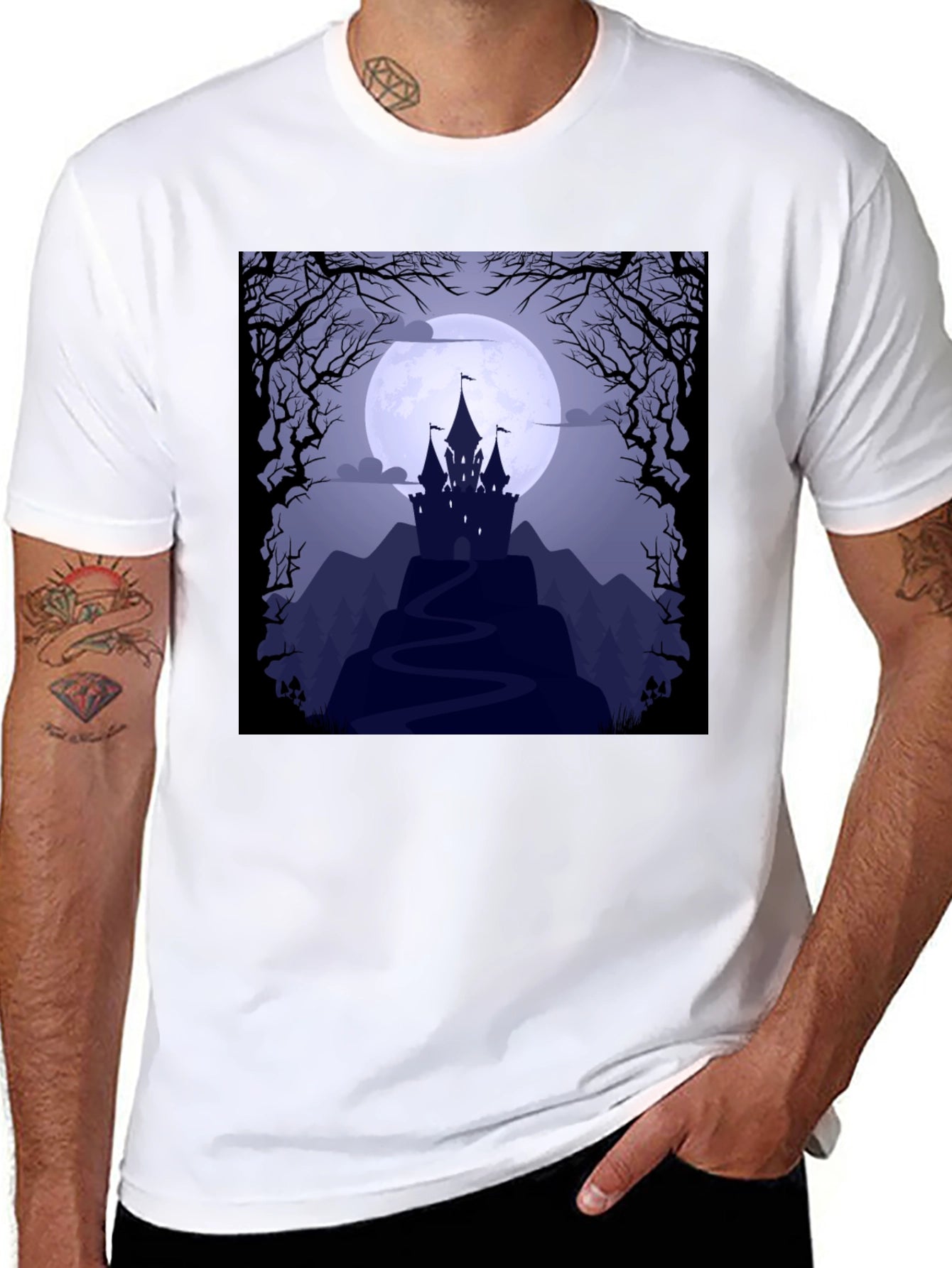 Spooky Castle Moon Graphic Tee