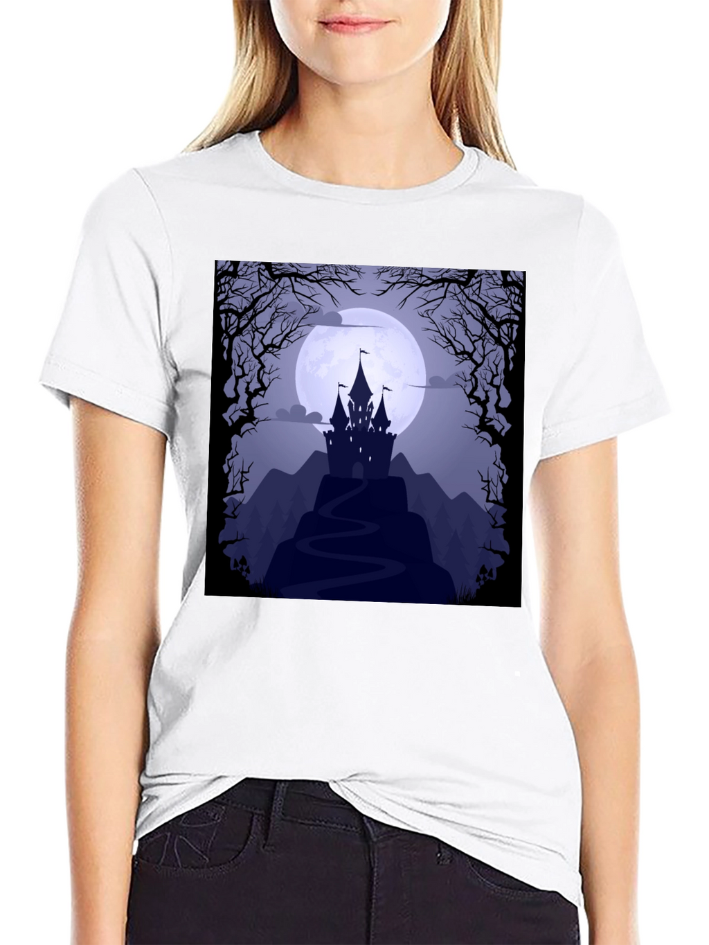 Spooky Castle Moon Graphic Tee