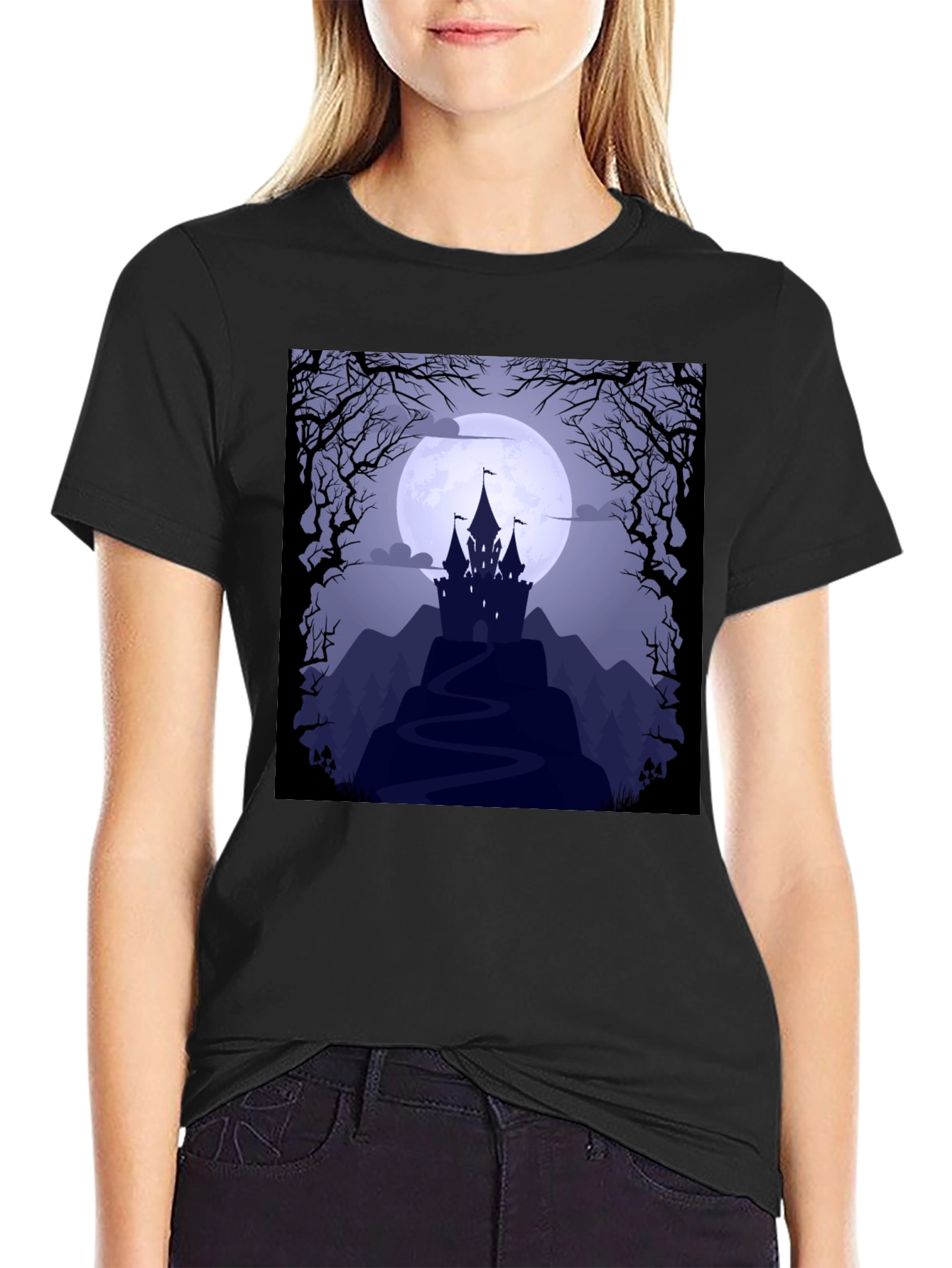 Spooky Castle Moon Graphic Tee