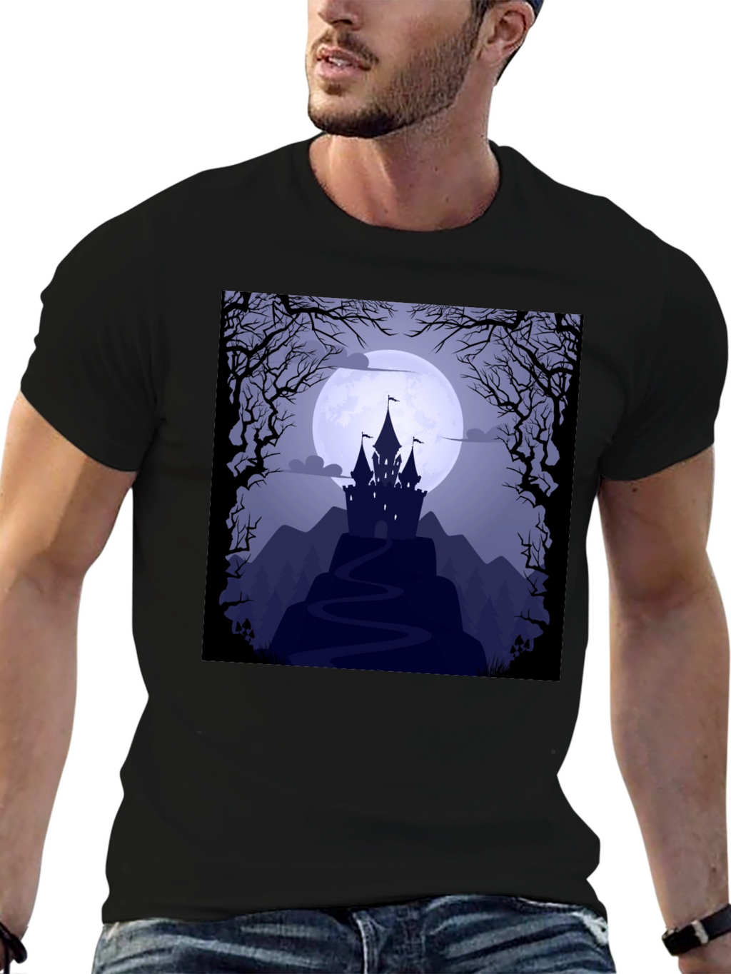 Spooky Castle Moon Graphic Tee