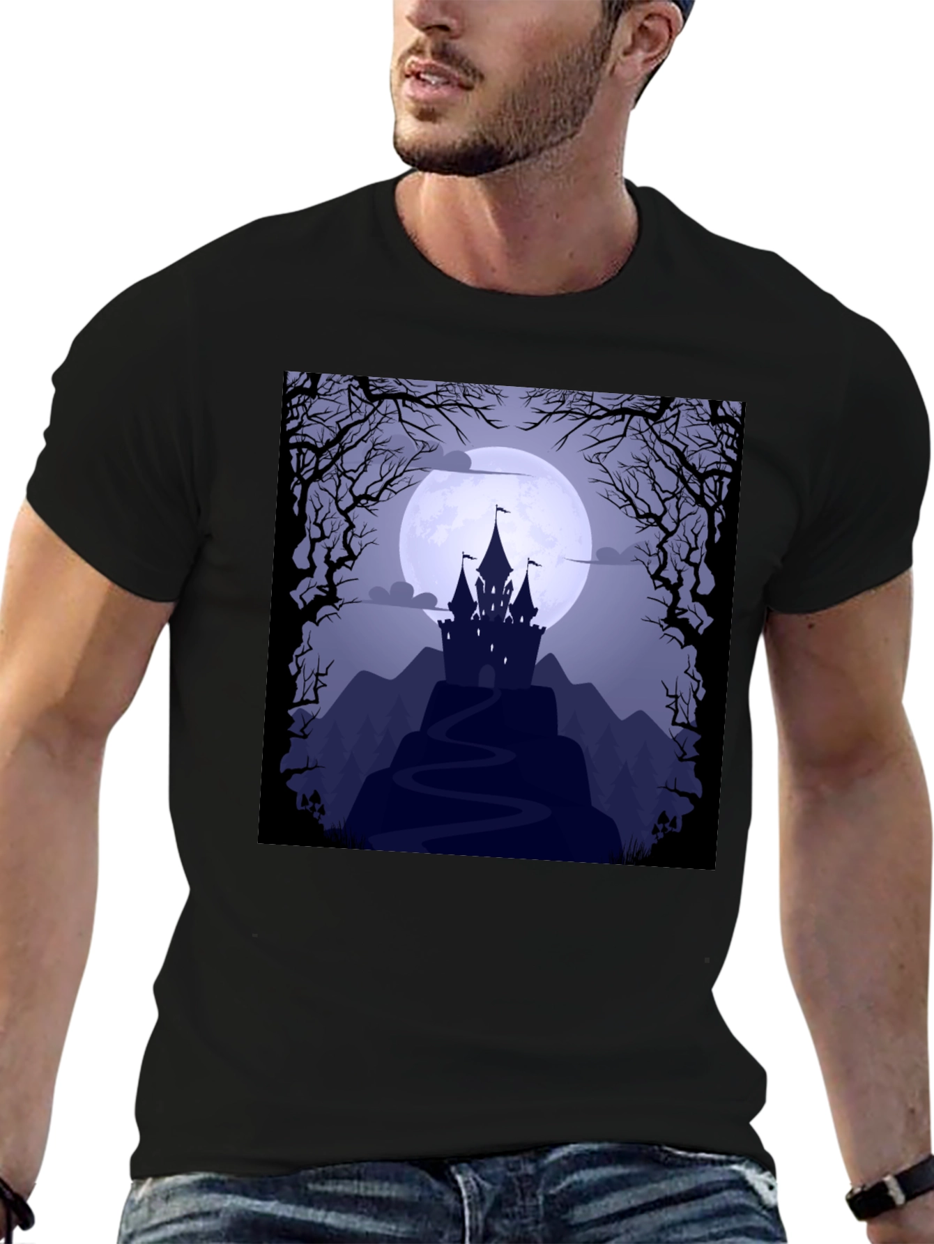 Spooky Castle Moon Graphic Tee