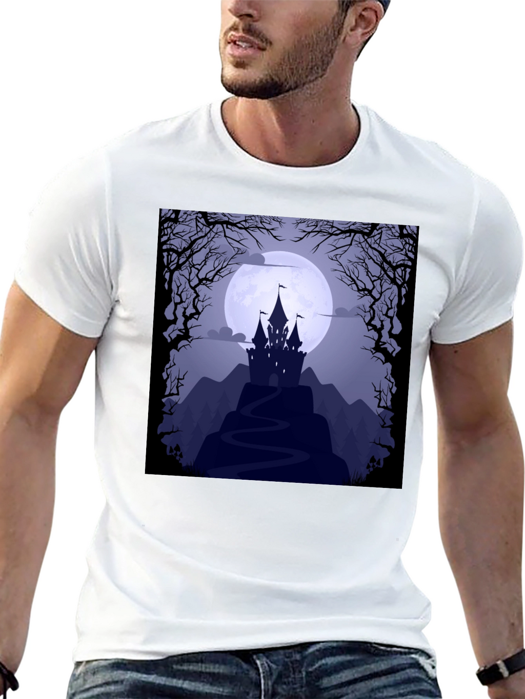 Spooky Castle Moon Graphic Tee