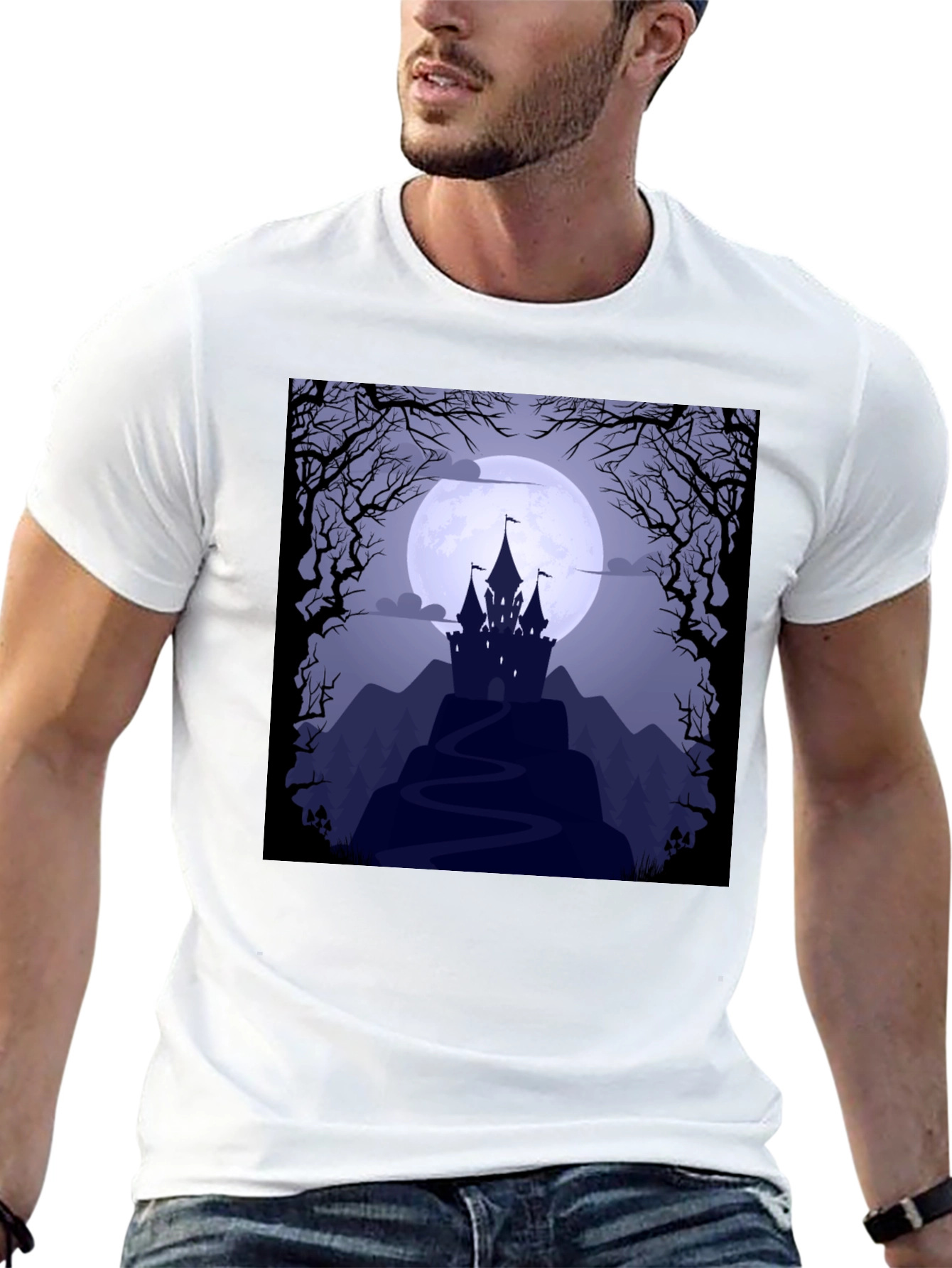 Spooky Castle Moon Graphic Tee